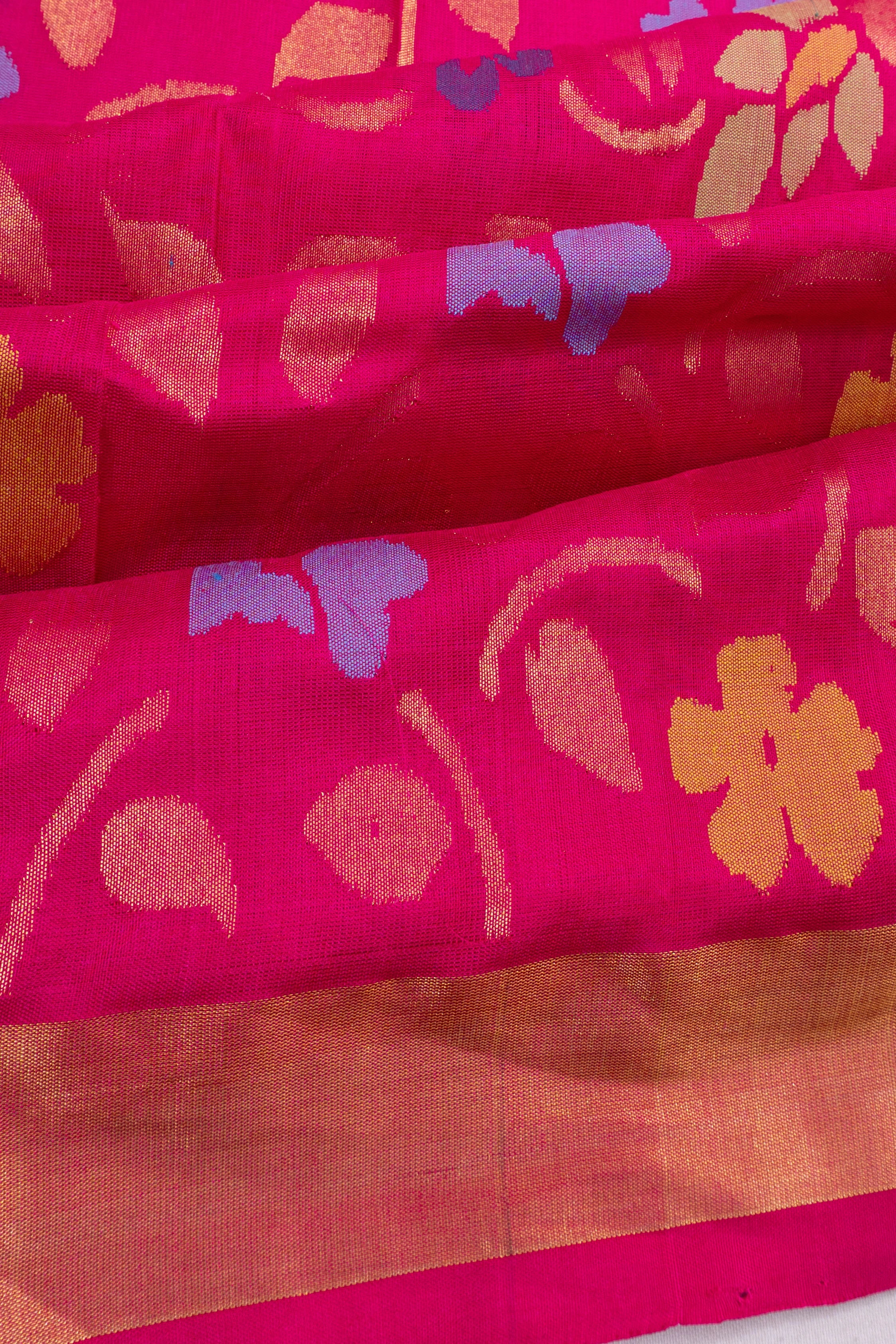 Uppada Silk All Over Jamdani Jaal Pink Saree