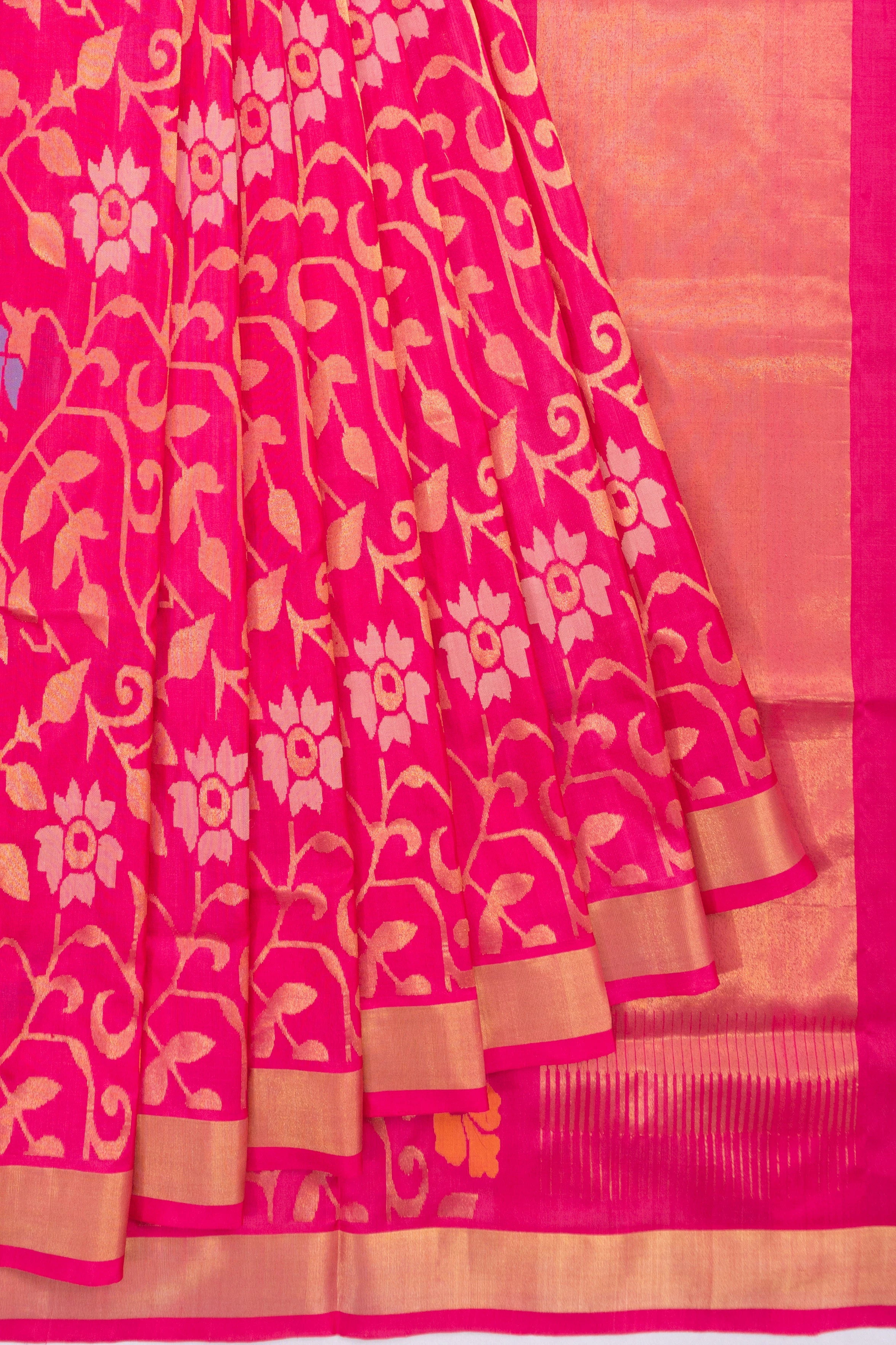 Uppada Silk All Over Jamdani Jaal Pink Saree