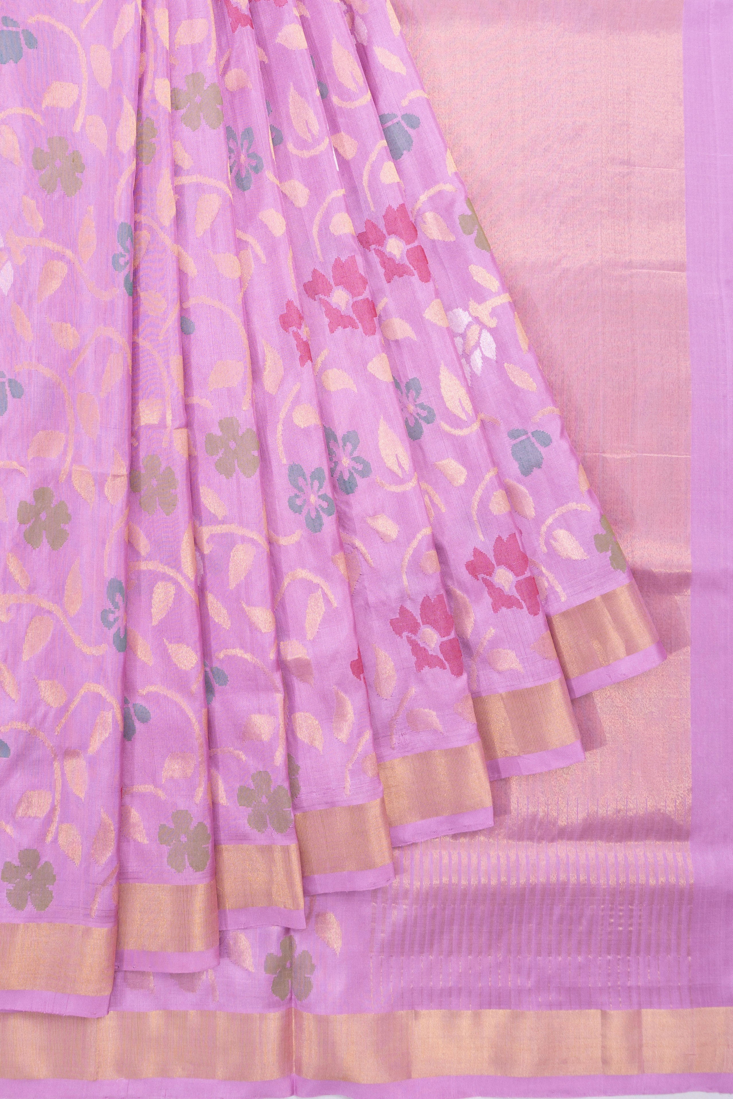 Uppada Silk All Over Jamdani Jaal Lavender Saree
