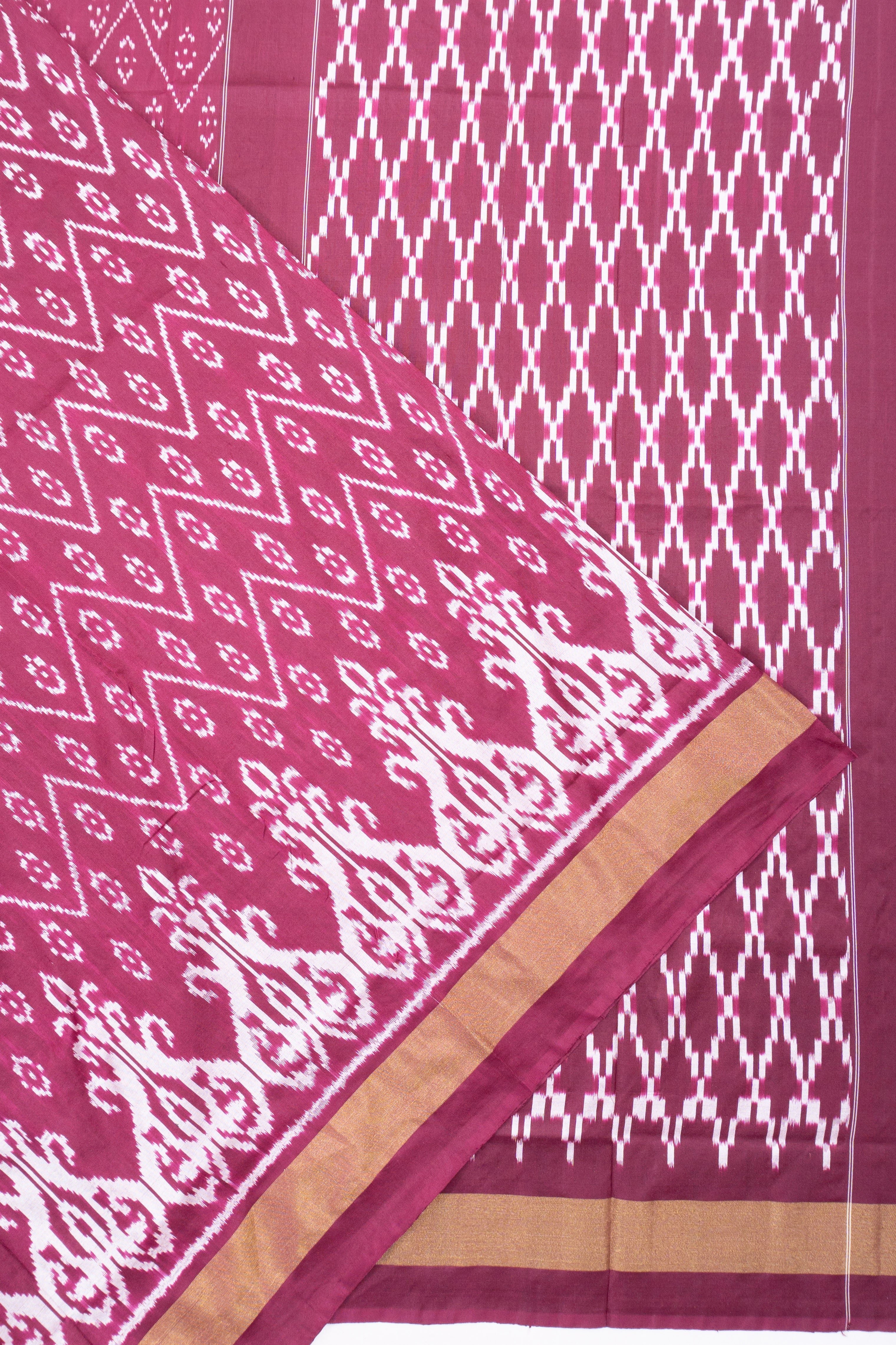 Pochampally Silk Ikat Maroon Saree