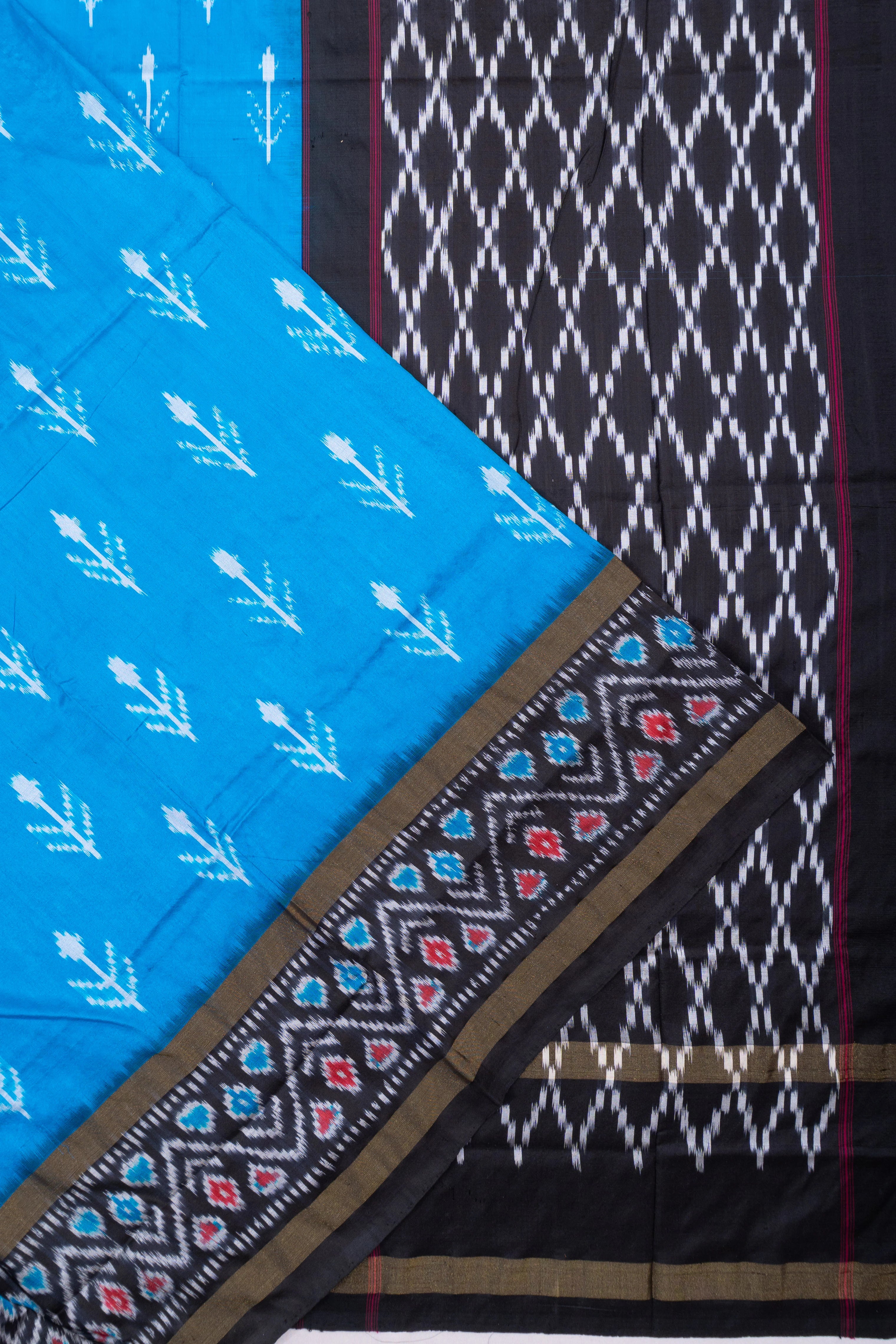 Pochampally Silk Ikat Sky Blue Saree