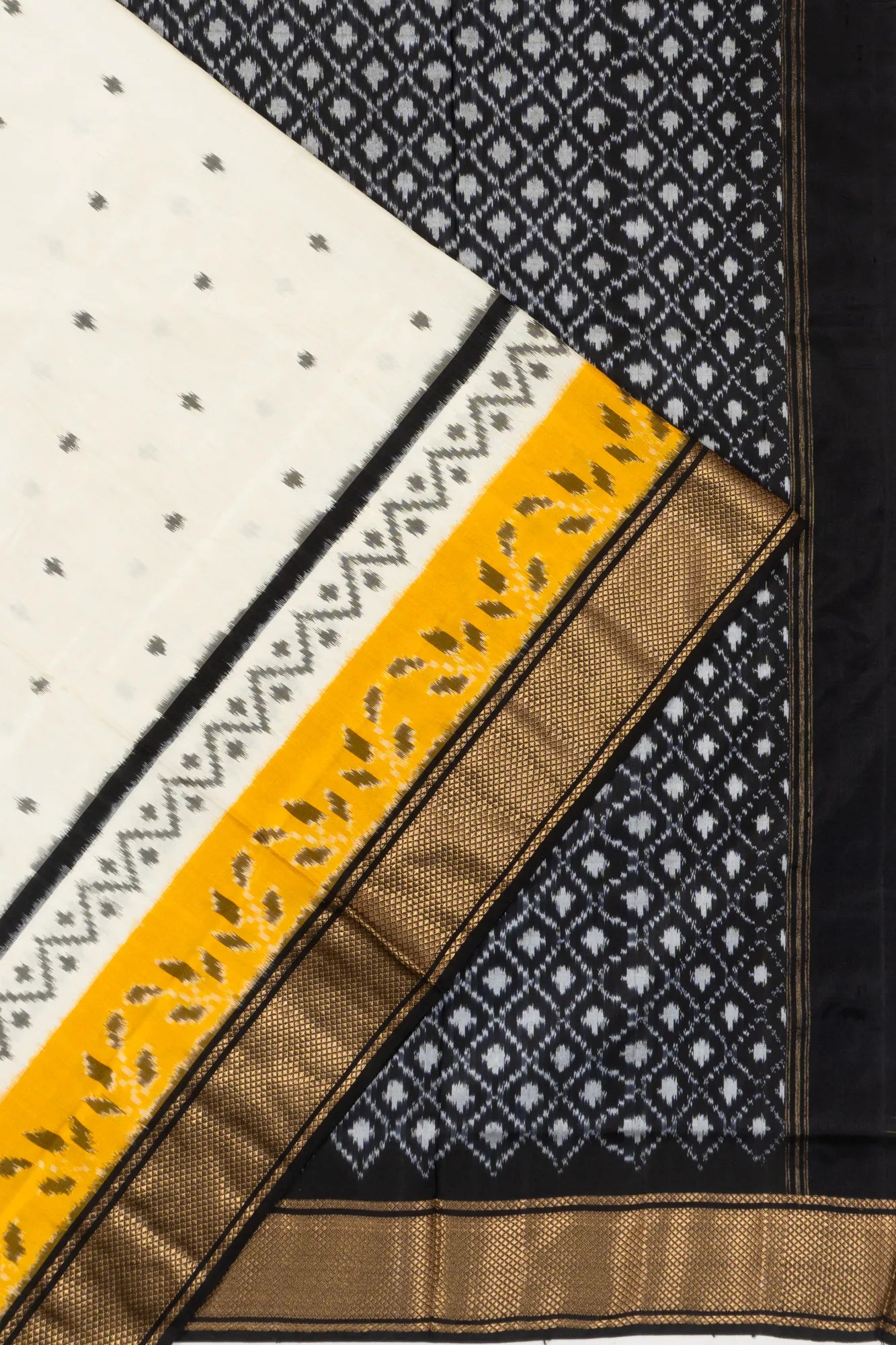 Pochampally Silk Ikat White Saree