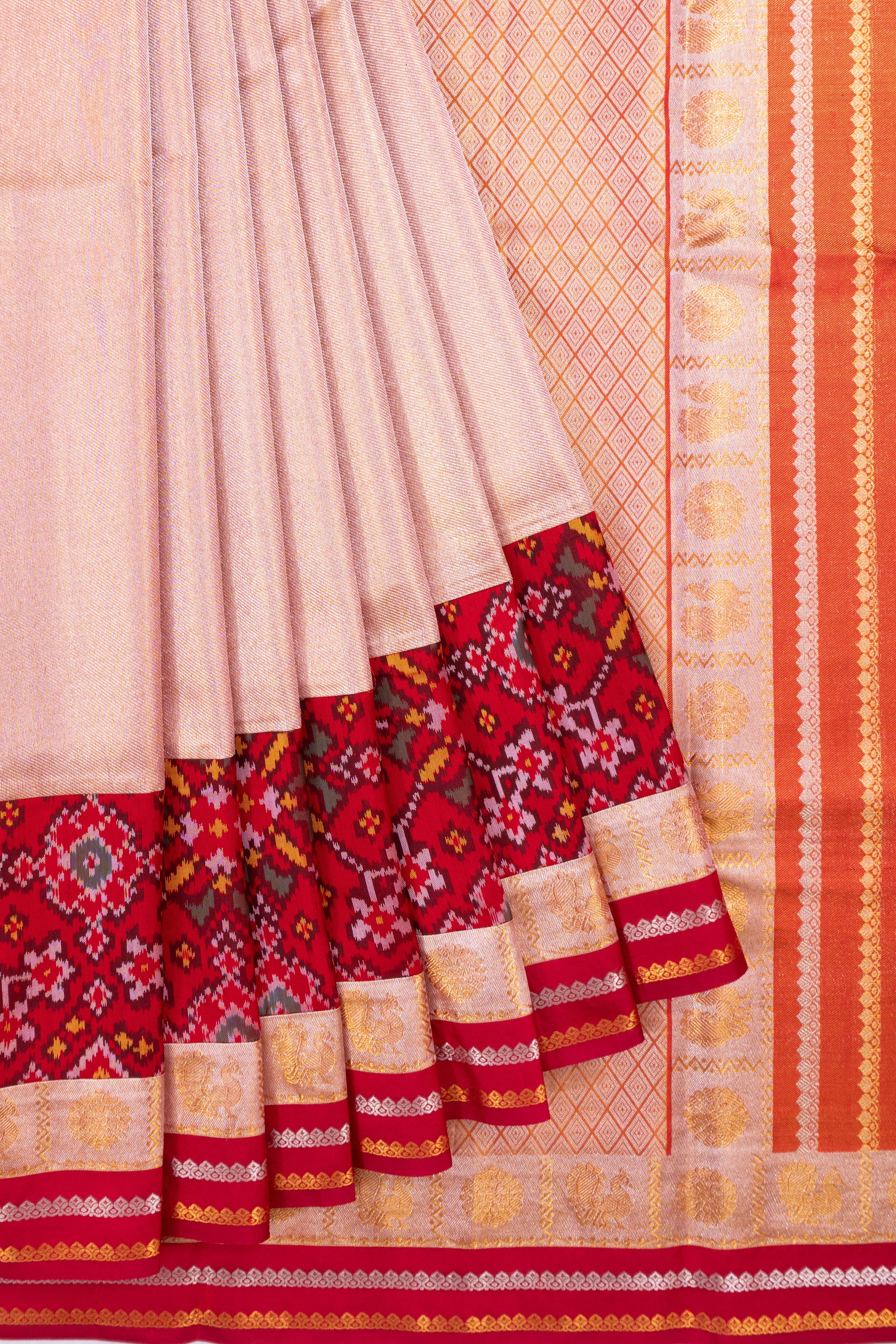 Semi Patan X Kanchipuram Silk Tissue Brocade Baby Pink Saree