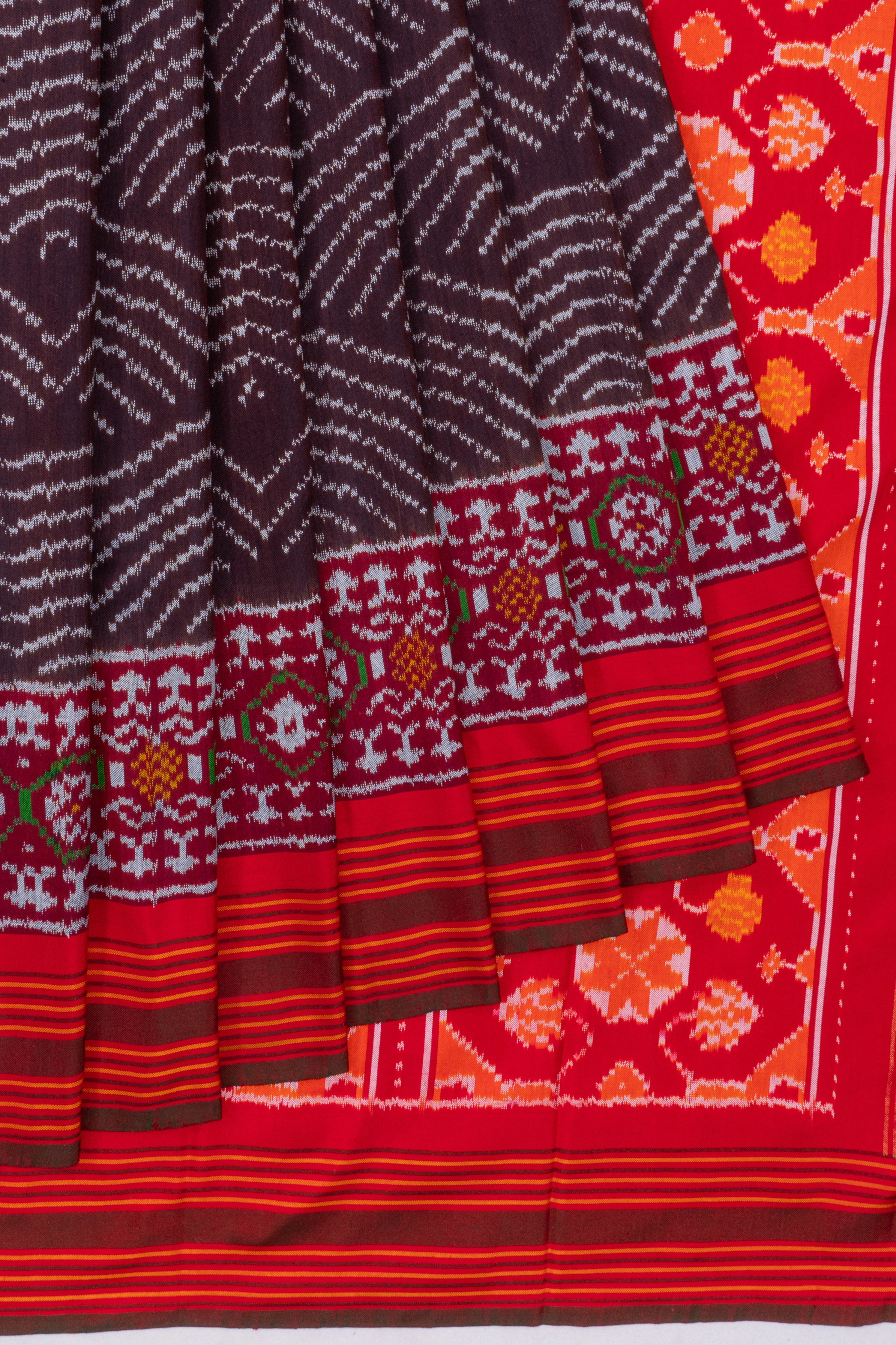 Pochampally Silk Ikat Brown Saree