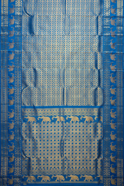 Kanchipuram Silk Brocade Blue Saree