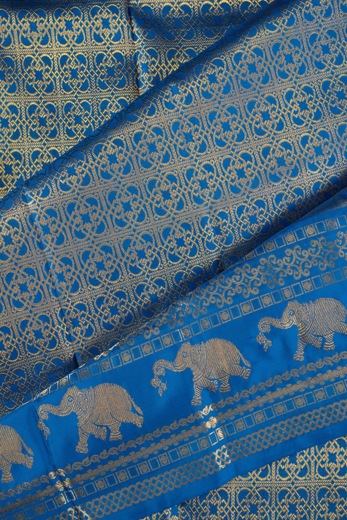 Kanchipuram Silk Brocade Blue Saree
