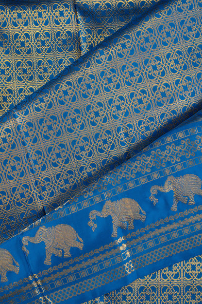 Kanchipuram Silk Brocade Blue Saree
