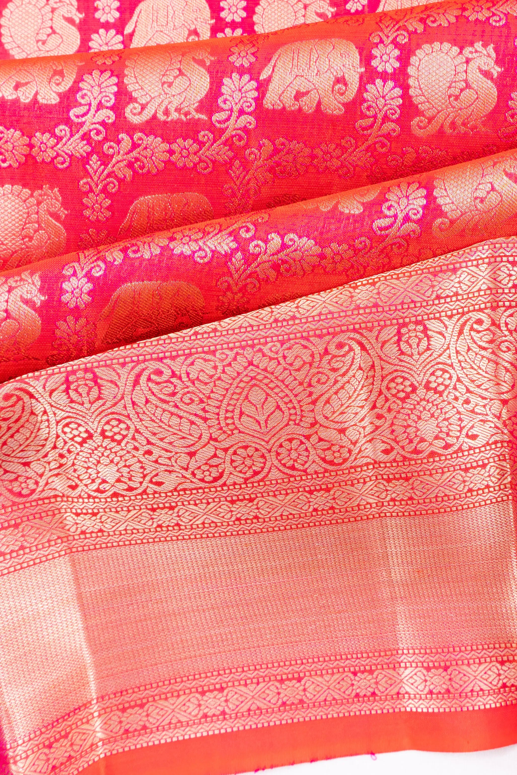 Taranga Kanchi Silk Brocade Red Saree