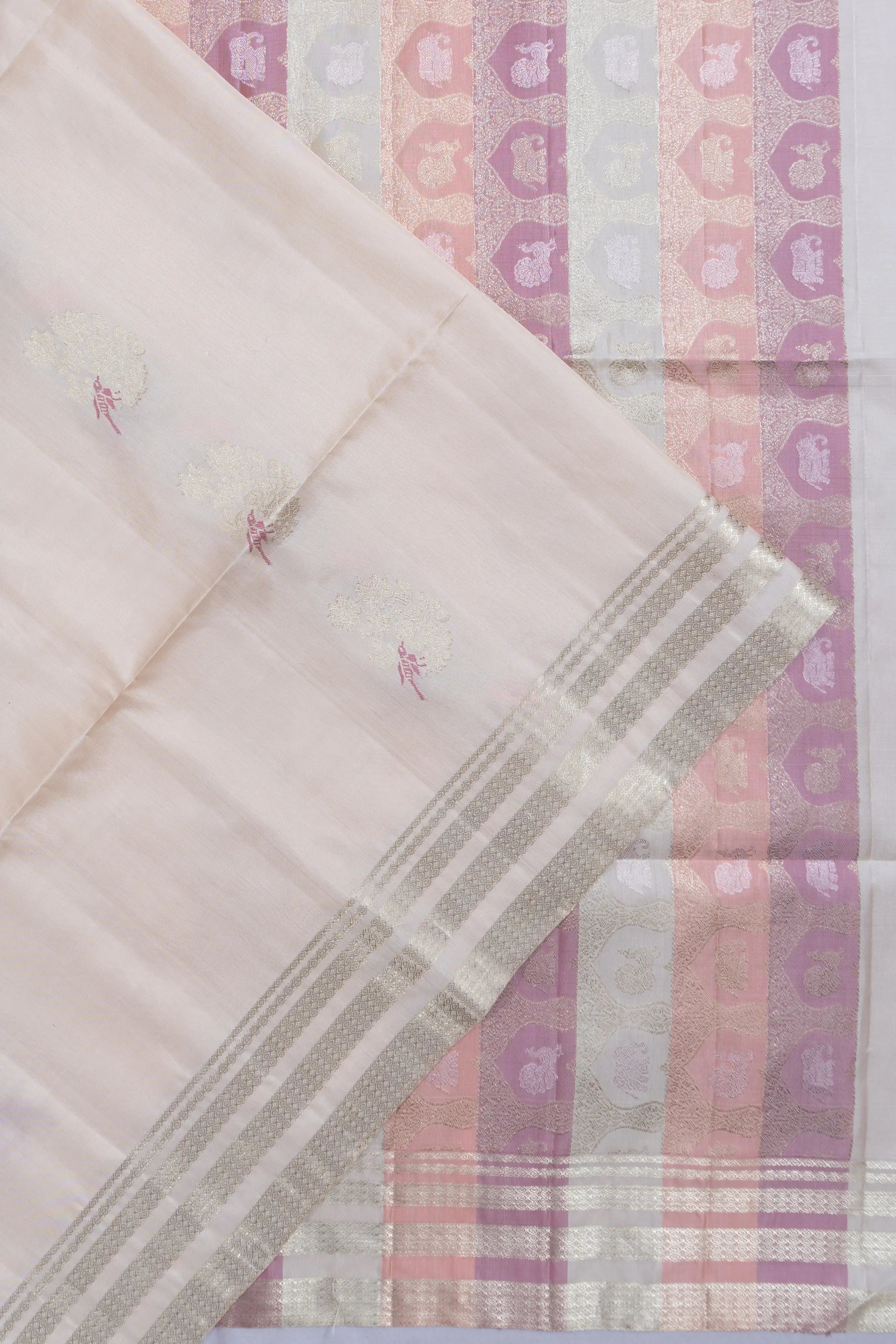 Coimbatore Soft Silk Butta Off White Saree