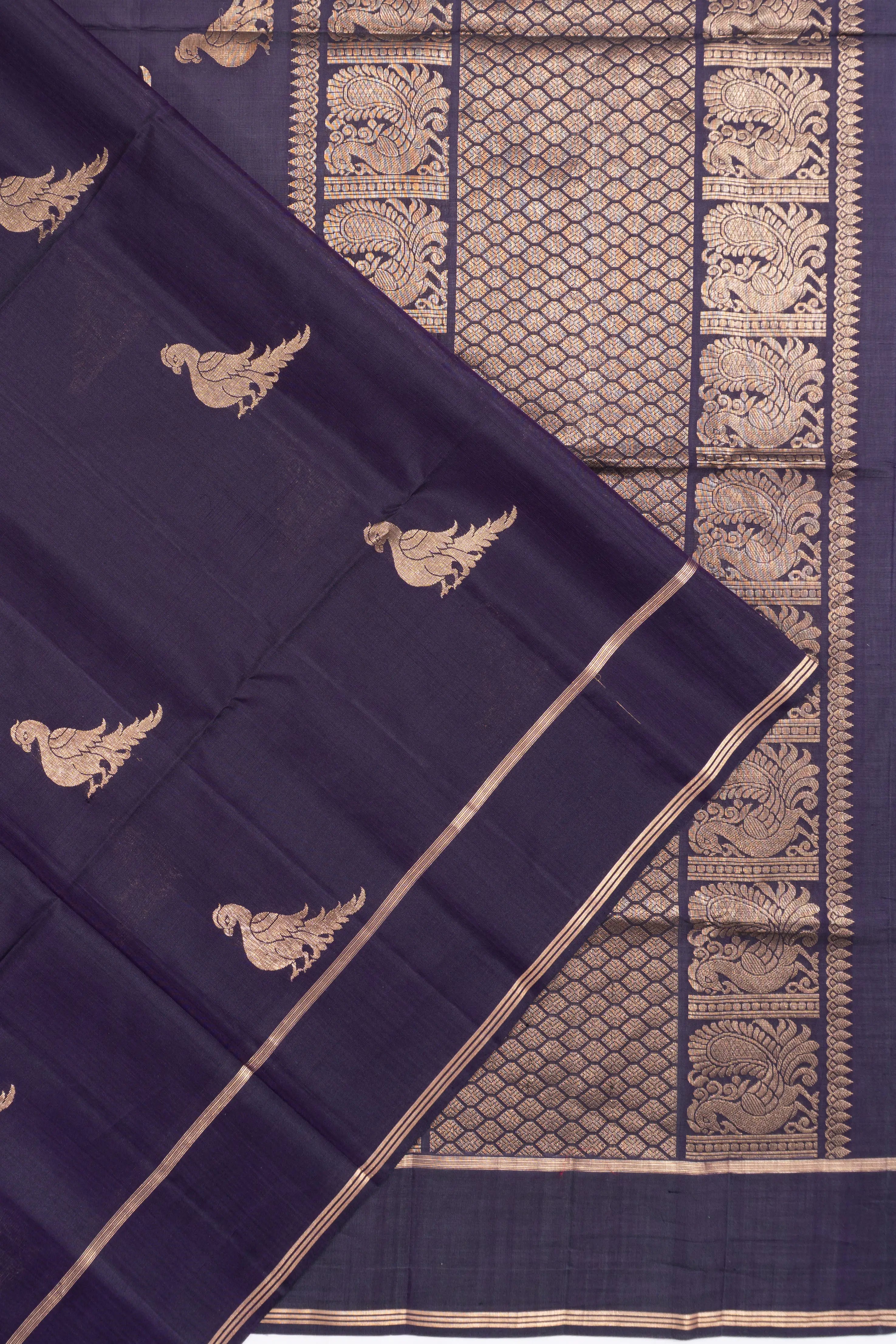 Coimbatore Soft Silk Butta Midnight Blue Saree