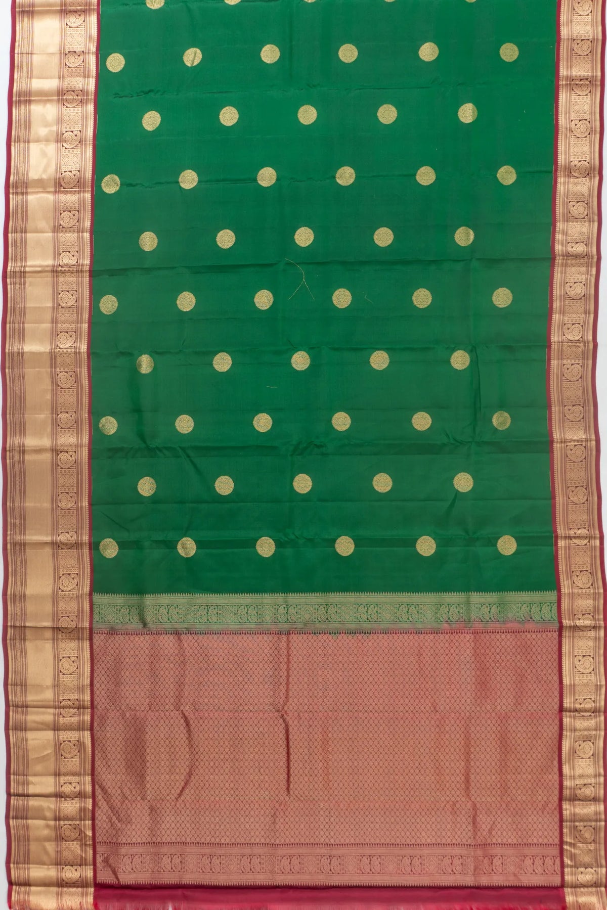 Dharmavaram Silk Butta Bottle Green Saree
