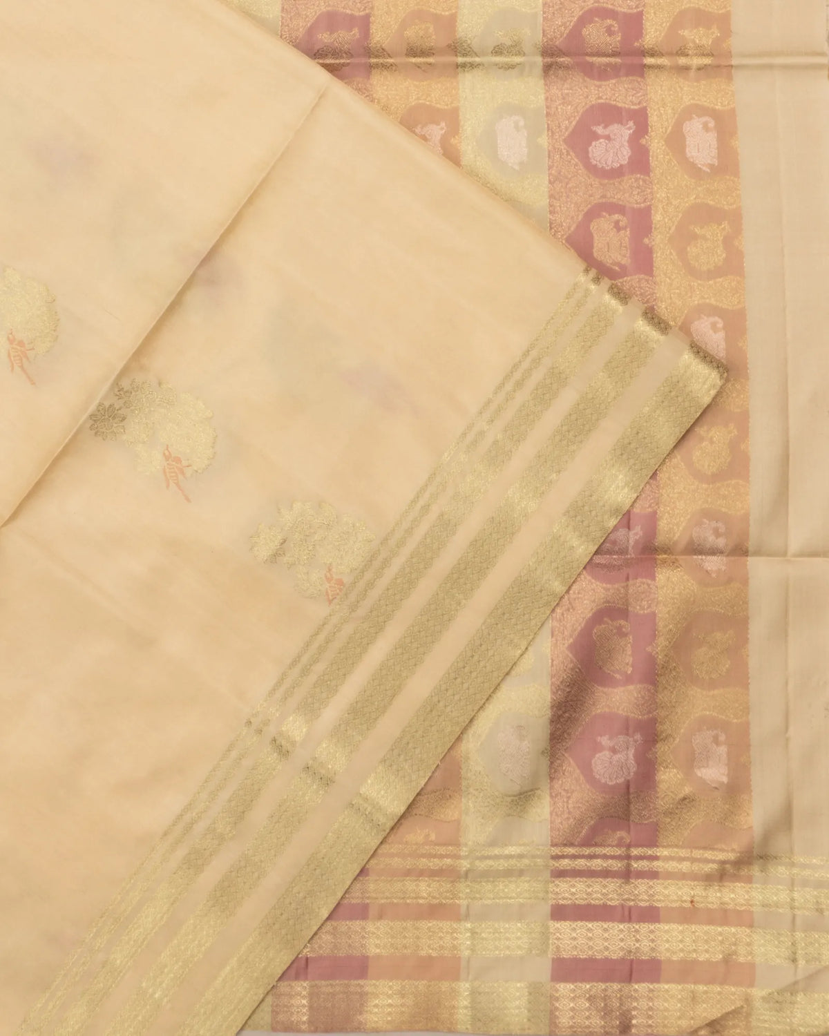 Coimbatore Soft Silk Butta Beige Saree
