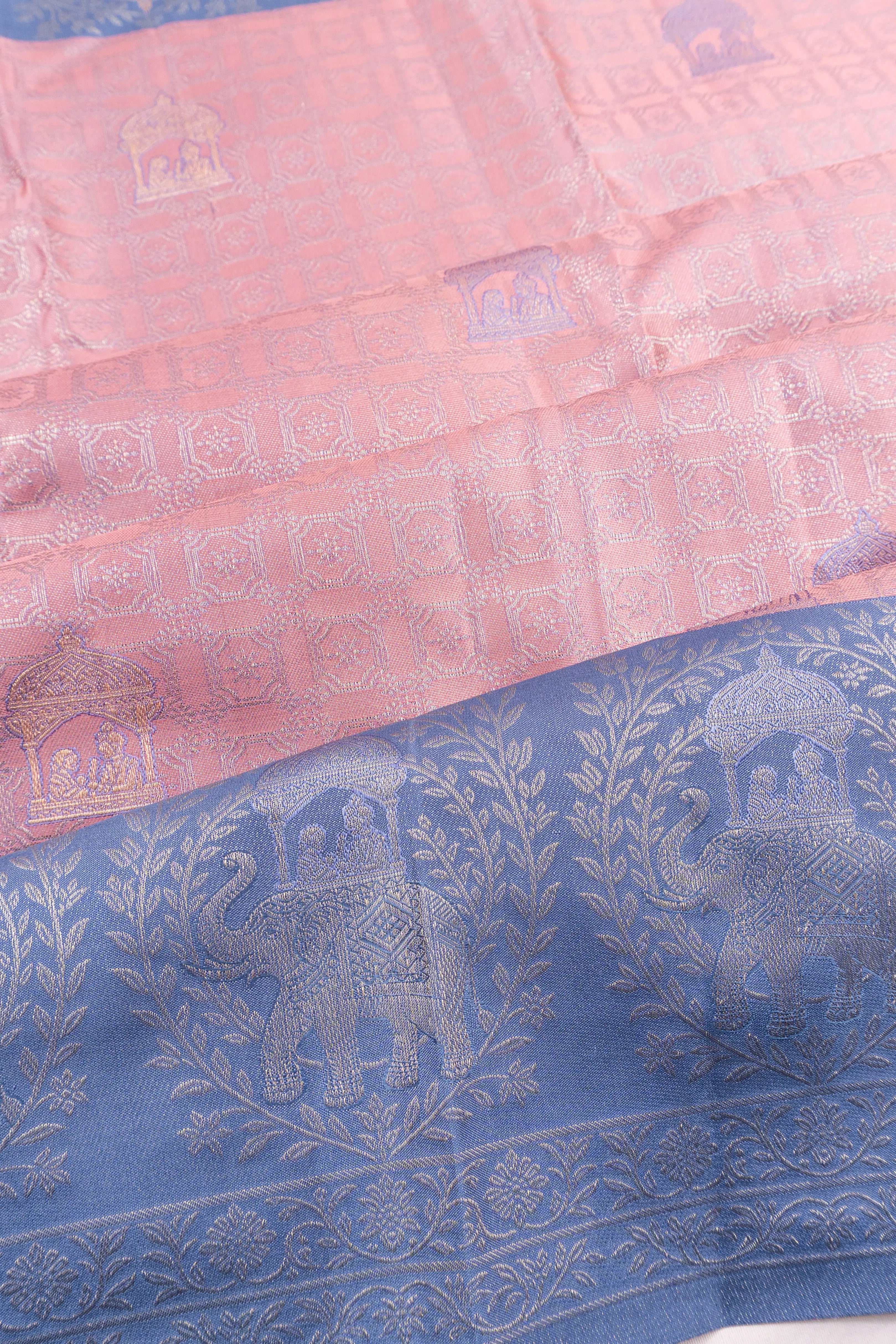 Taranga Kanchi Silk Brocade Baby Pink Saree