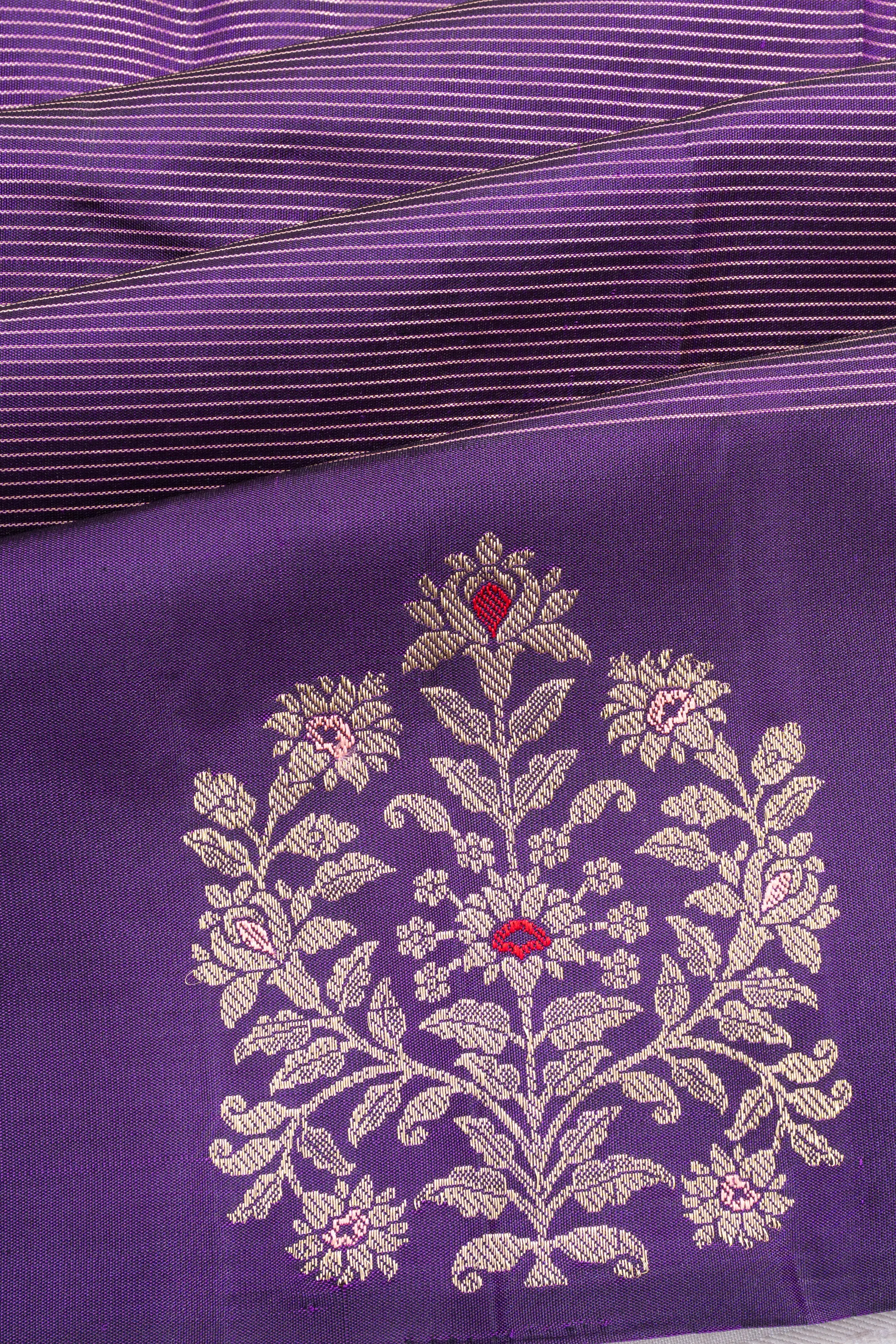Coimbatore Soft Silk Lines And Butta Violet Saree