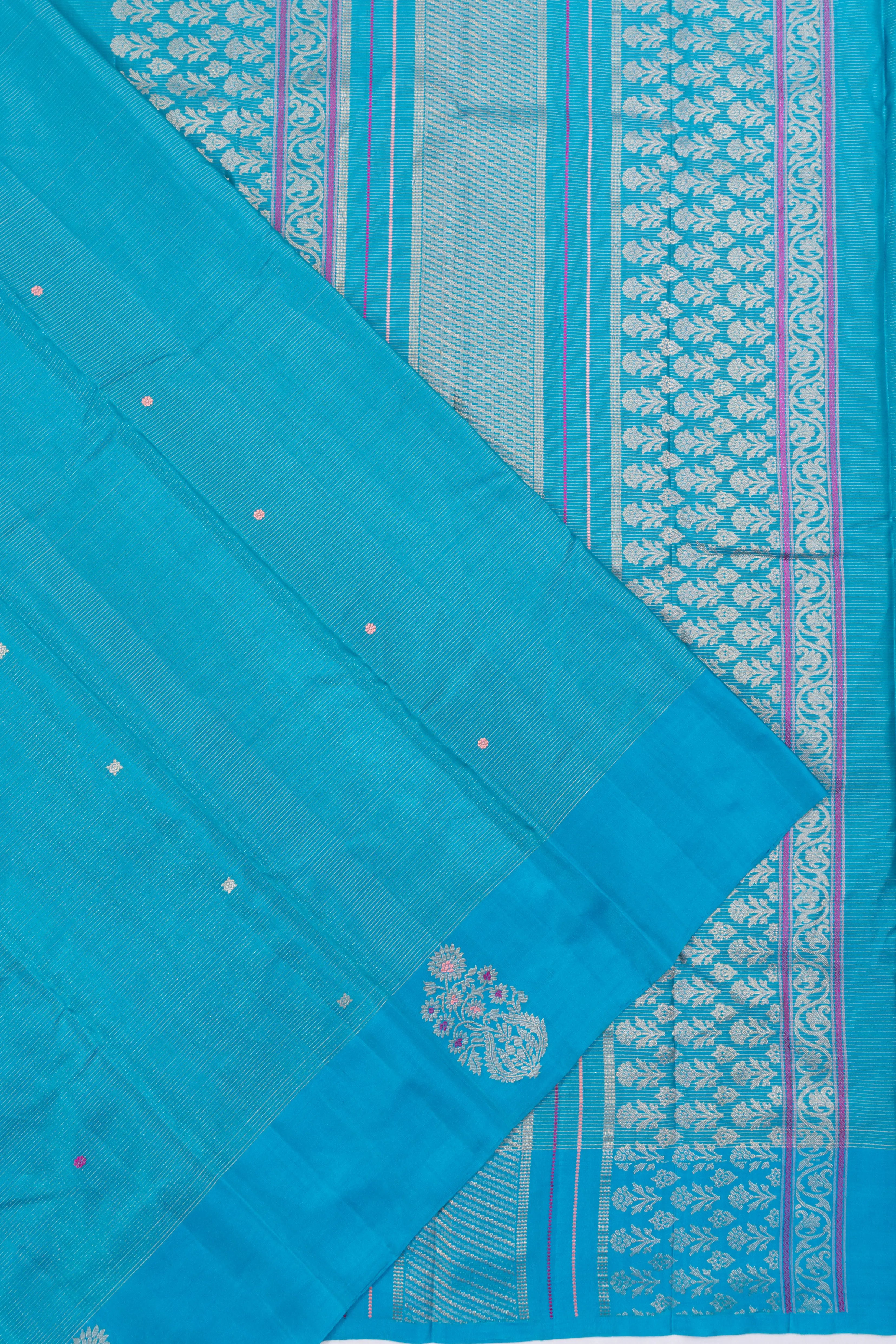 Coimbatore Soft Silk Lines And Butta Blue Saree