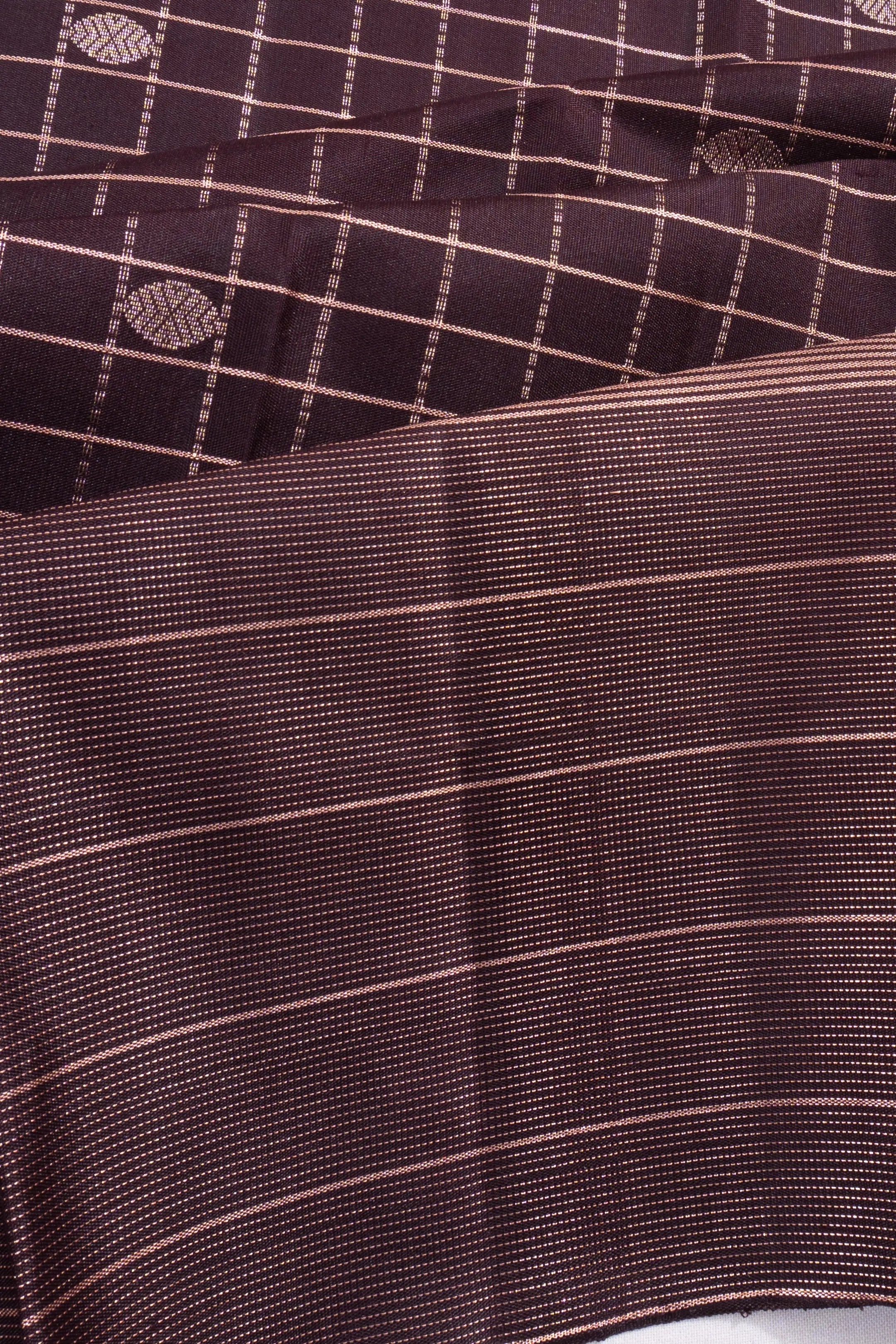 Coimbatore Soft Silk Checks And Butta Brown Saree