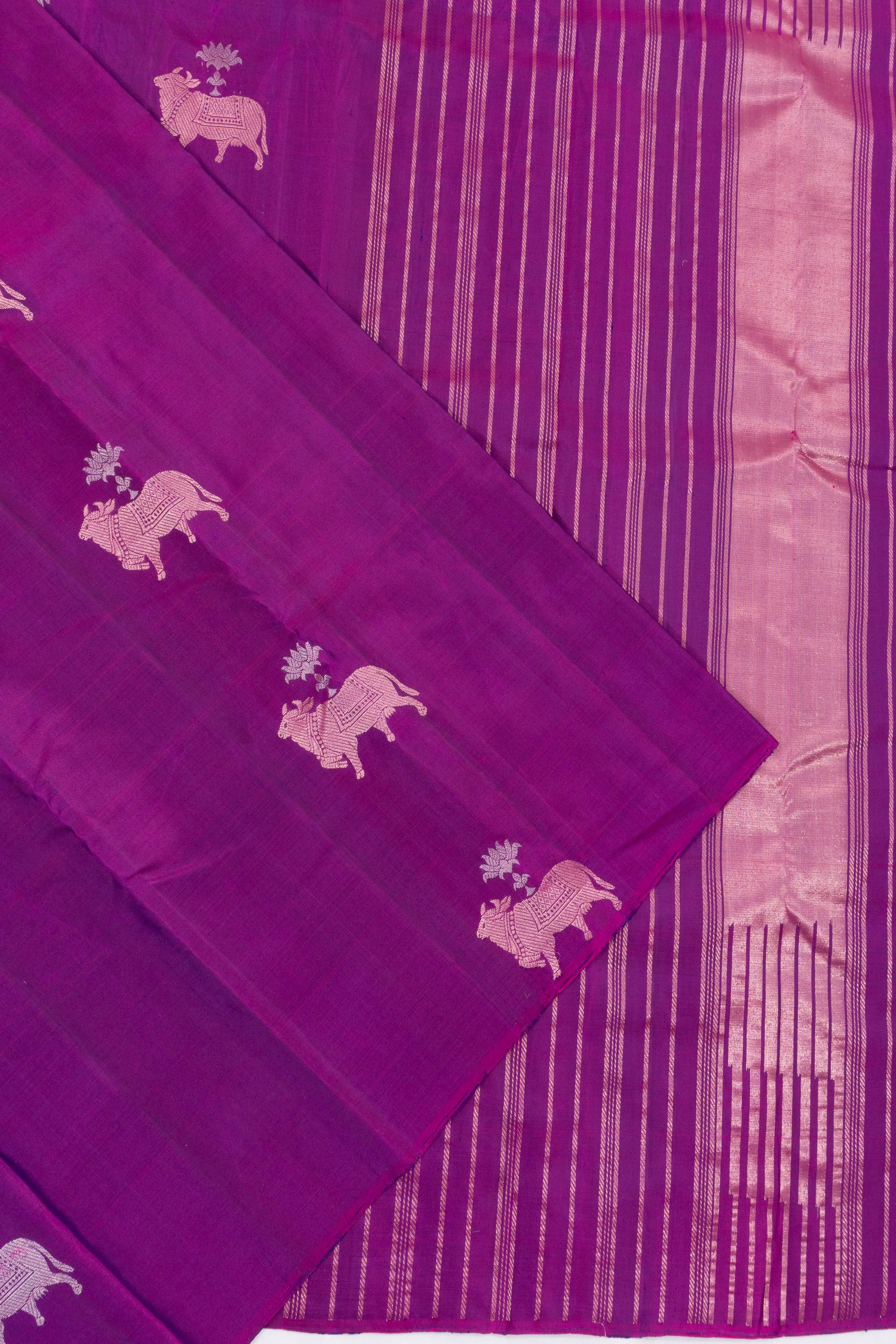 Coimbatore Soft Silk Pichwai Butta Violet Saree