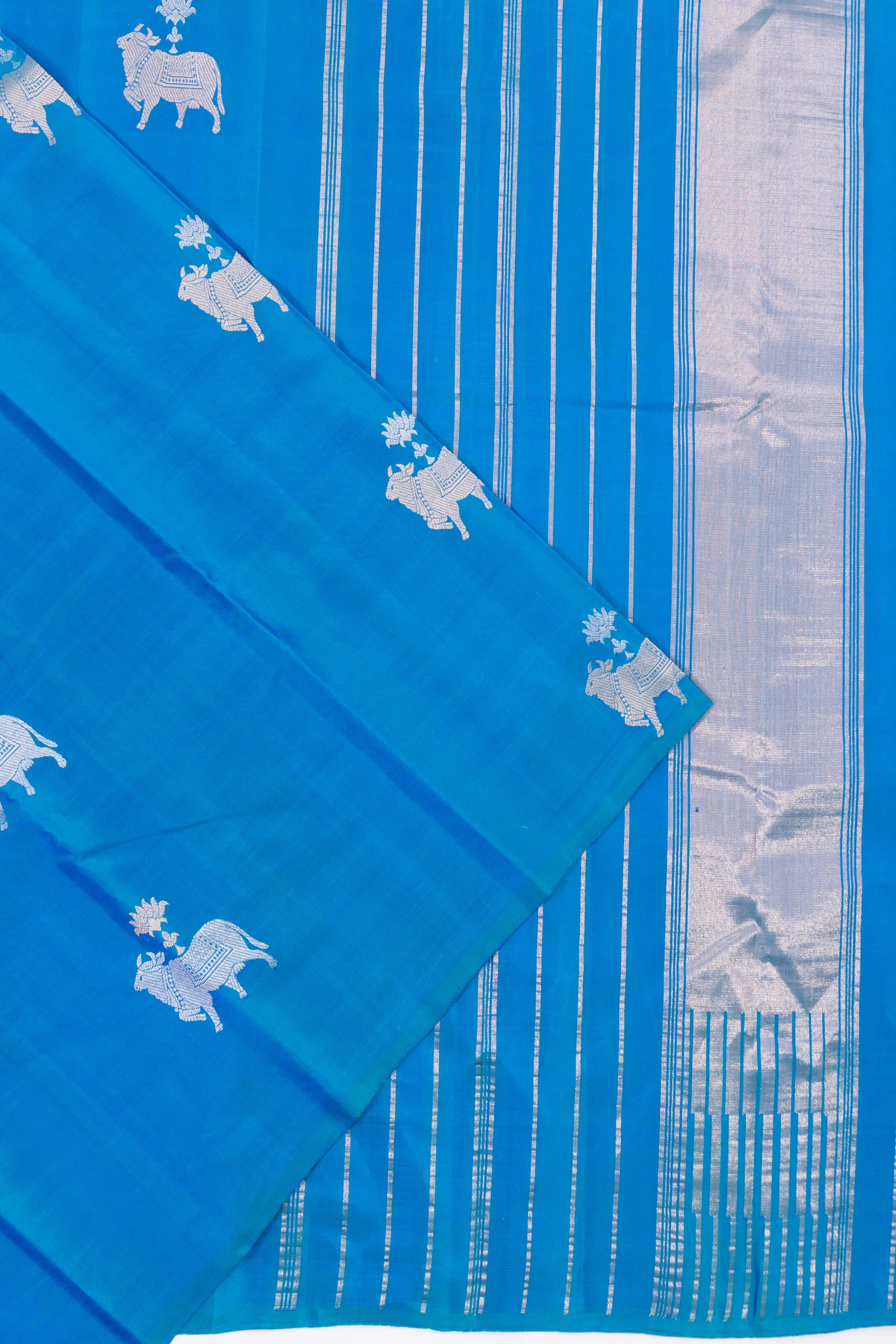 Coimbatore Soft Silk Pichwai Butta Blue Saree
