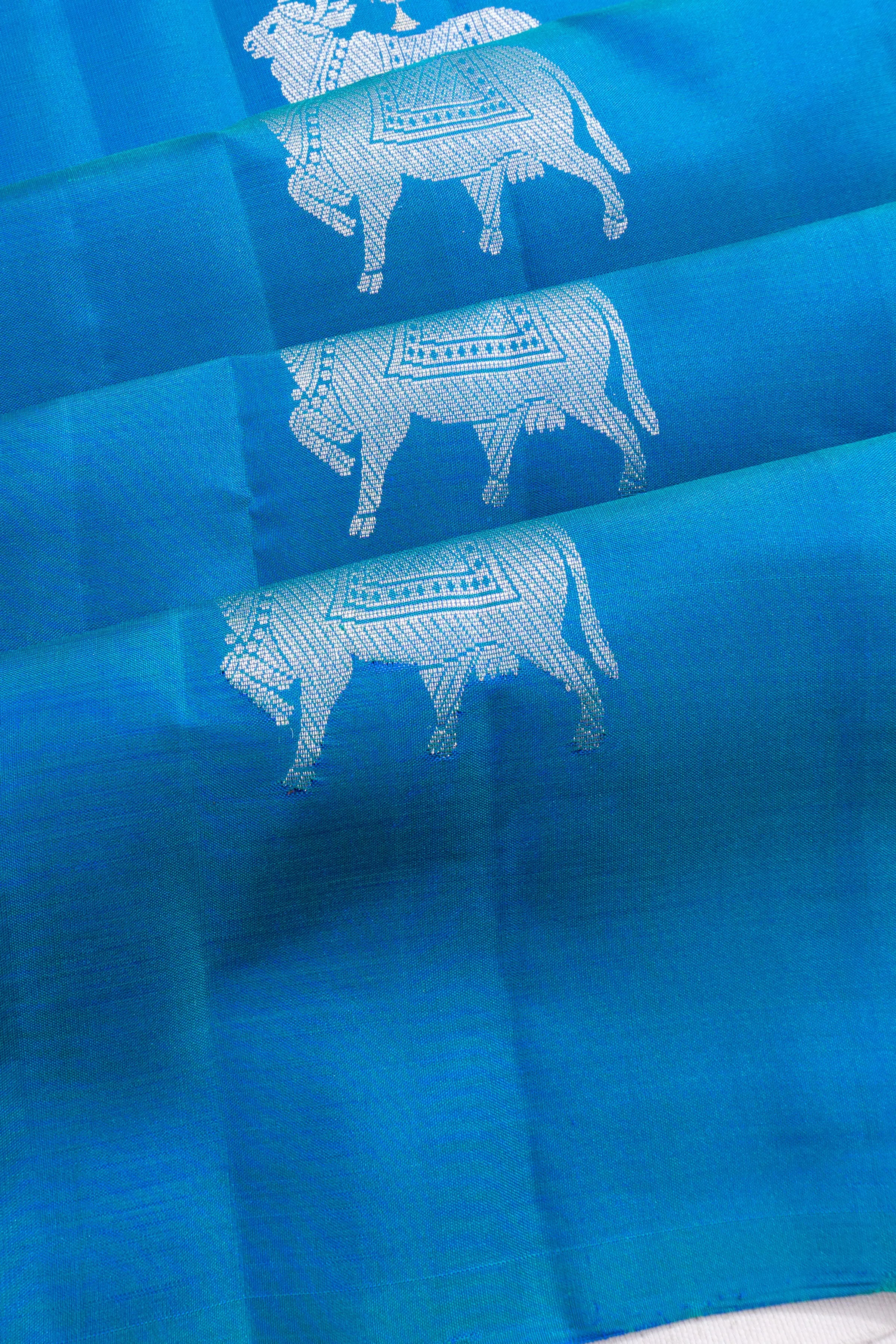 Coimbatore Soft Silk Pichwai Butta Blue Saree