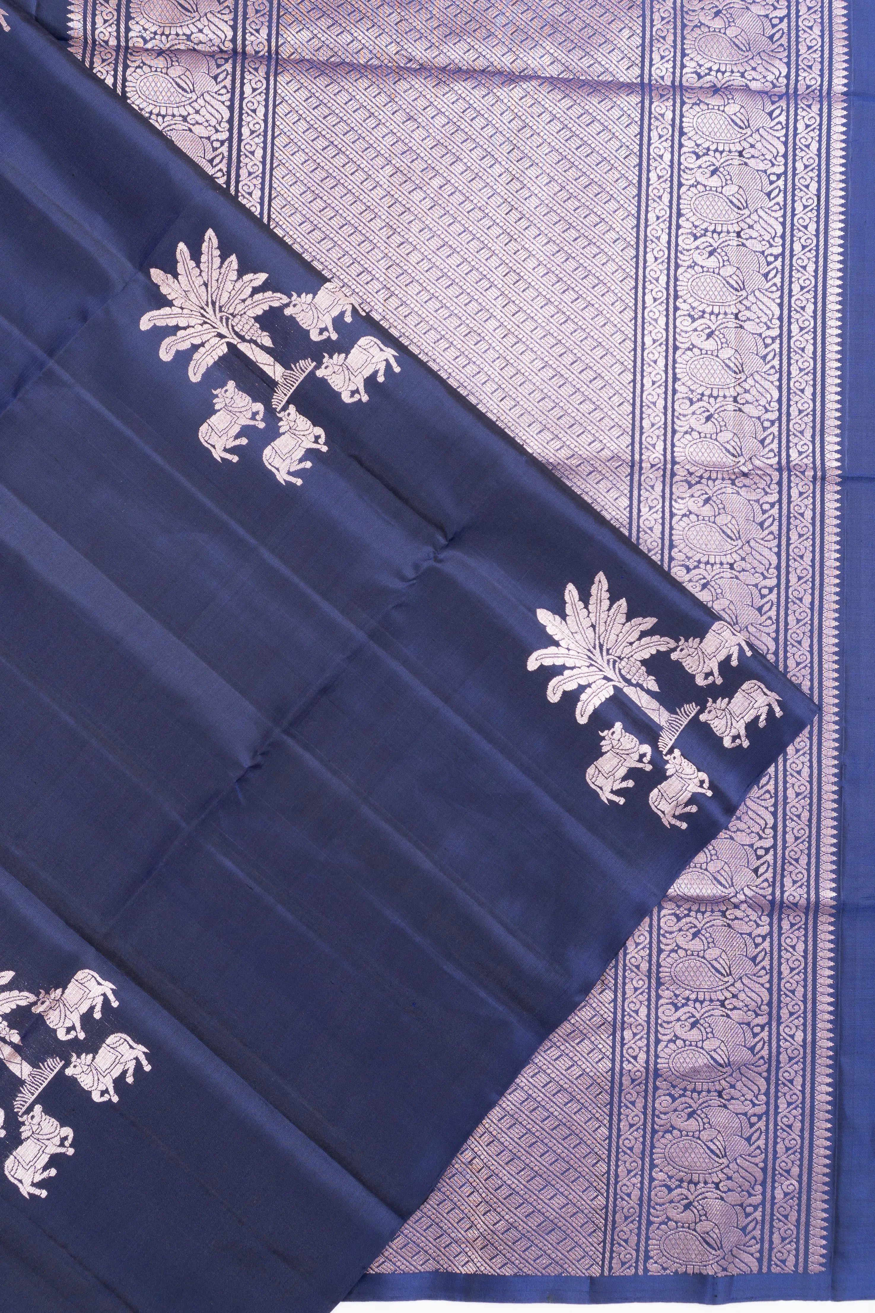 Coimbatore Soft Silk Butta Dark Blue Saree