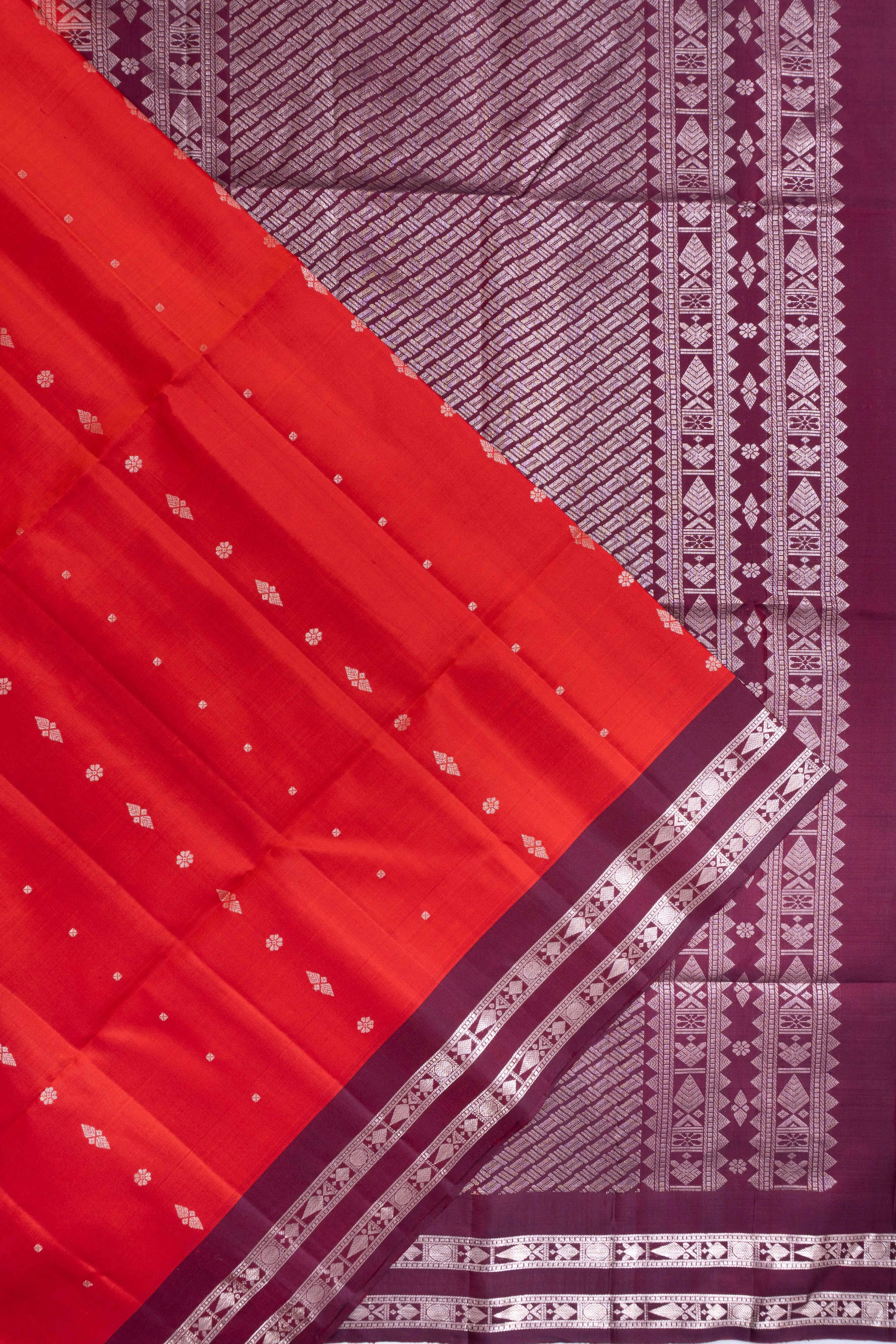 Coimbatore Soft Silk Butta Rust Orange Saree