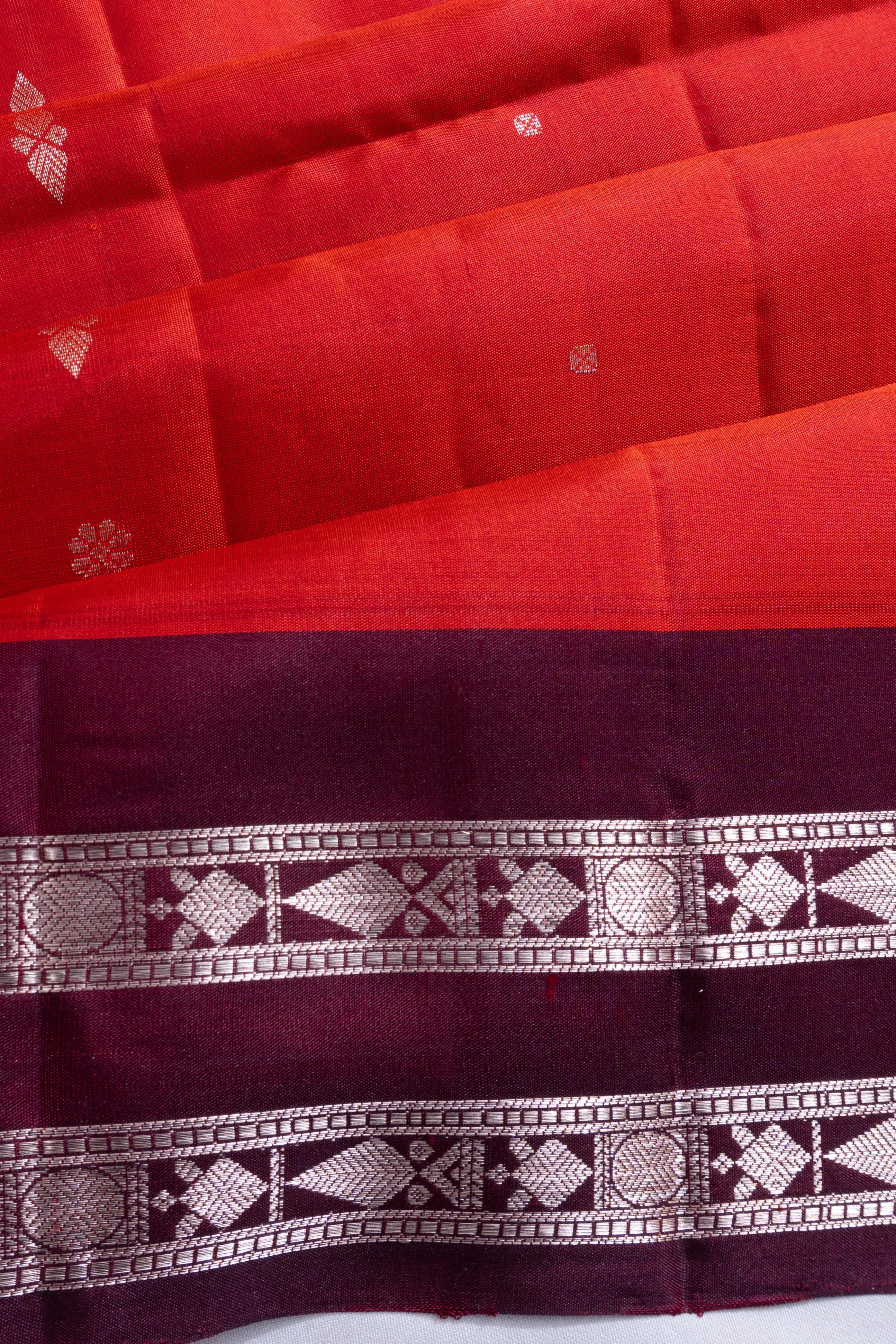 Coimbatore Soft Silk Butta Rust Orange Saree