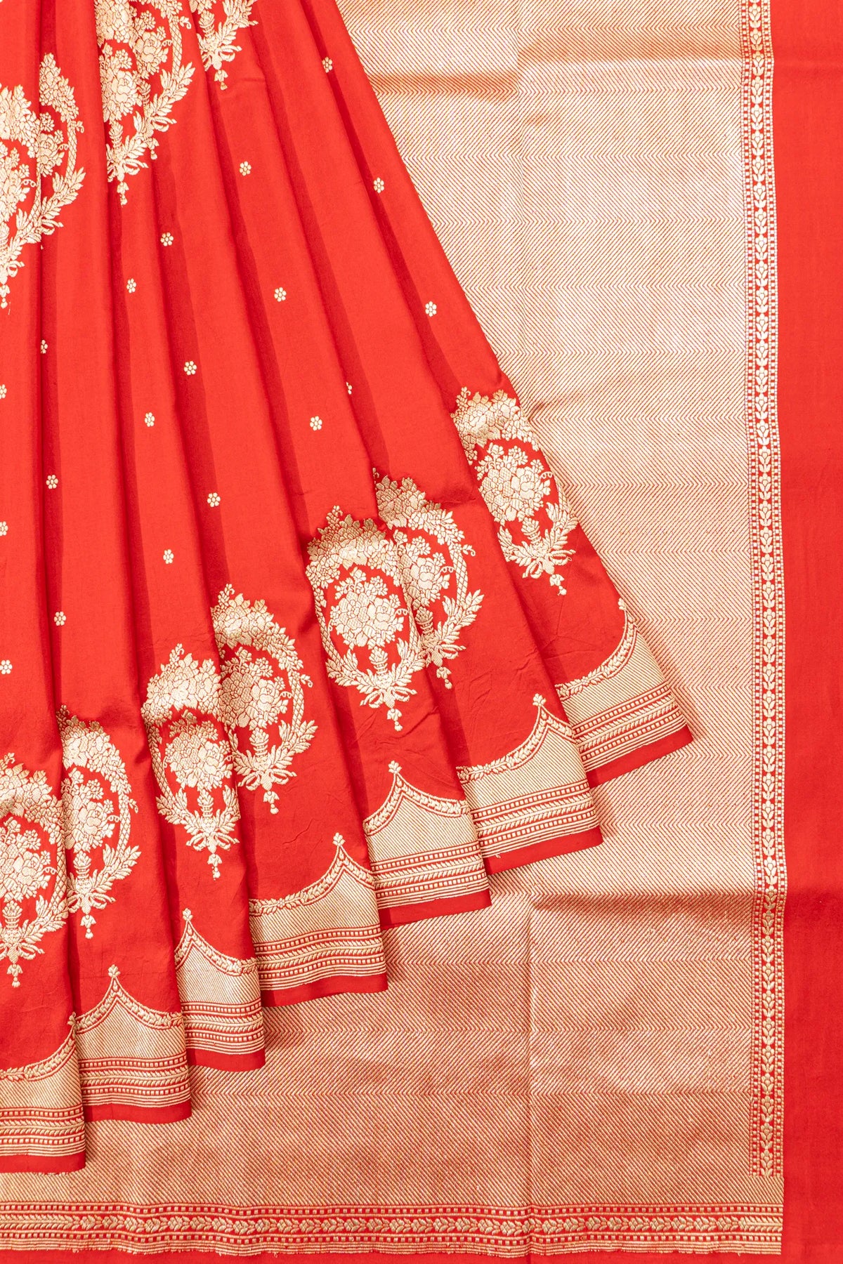 Banarasi Silk Kadwa Butta Orange Saree