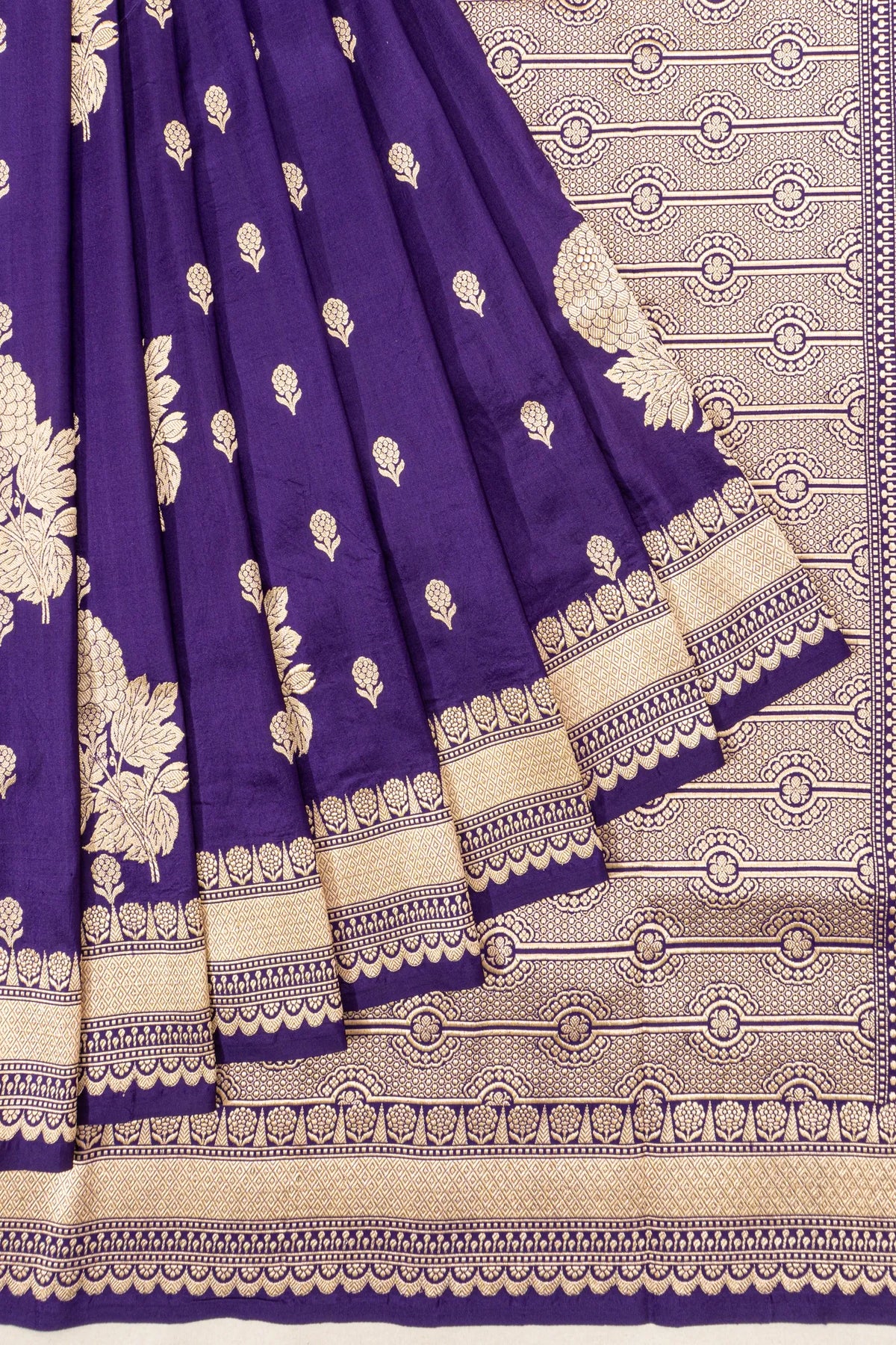 Banarasi Silk Kadwa Butta Dark Blue Saree