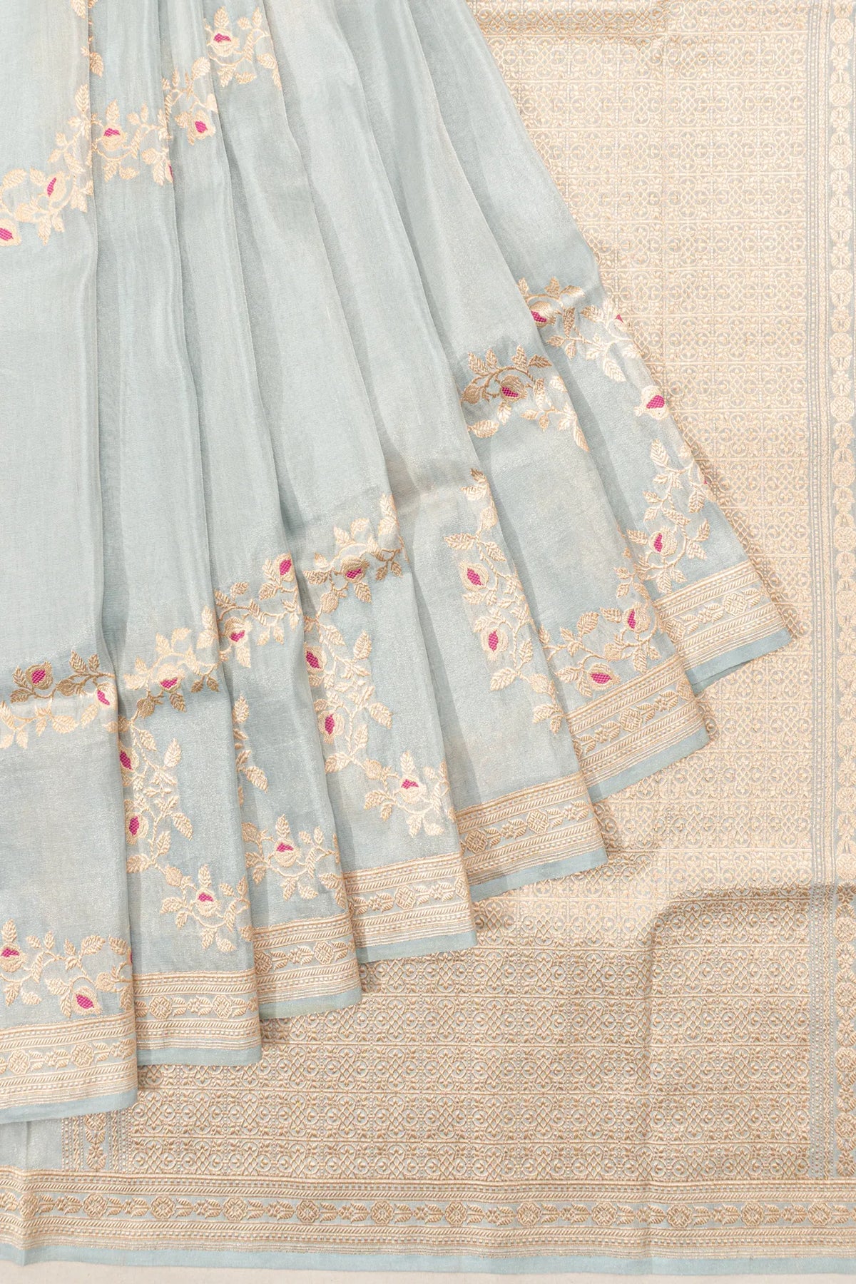 Banarasi Silk Jaal Pastel Blue Saree