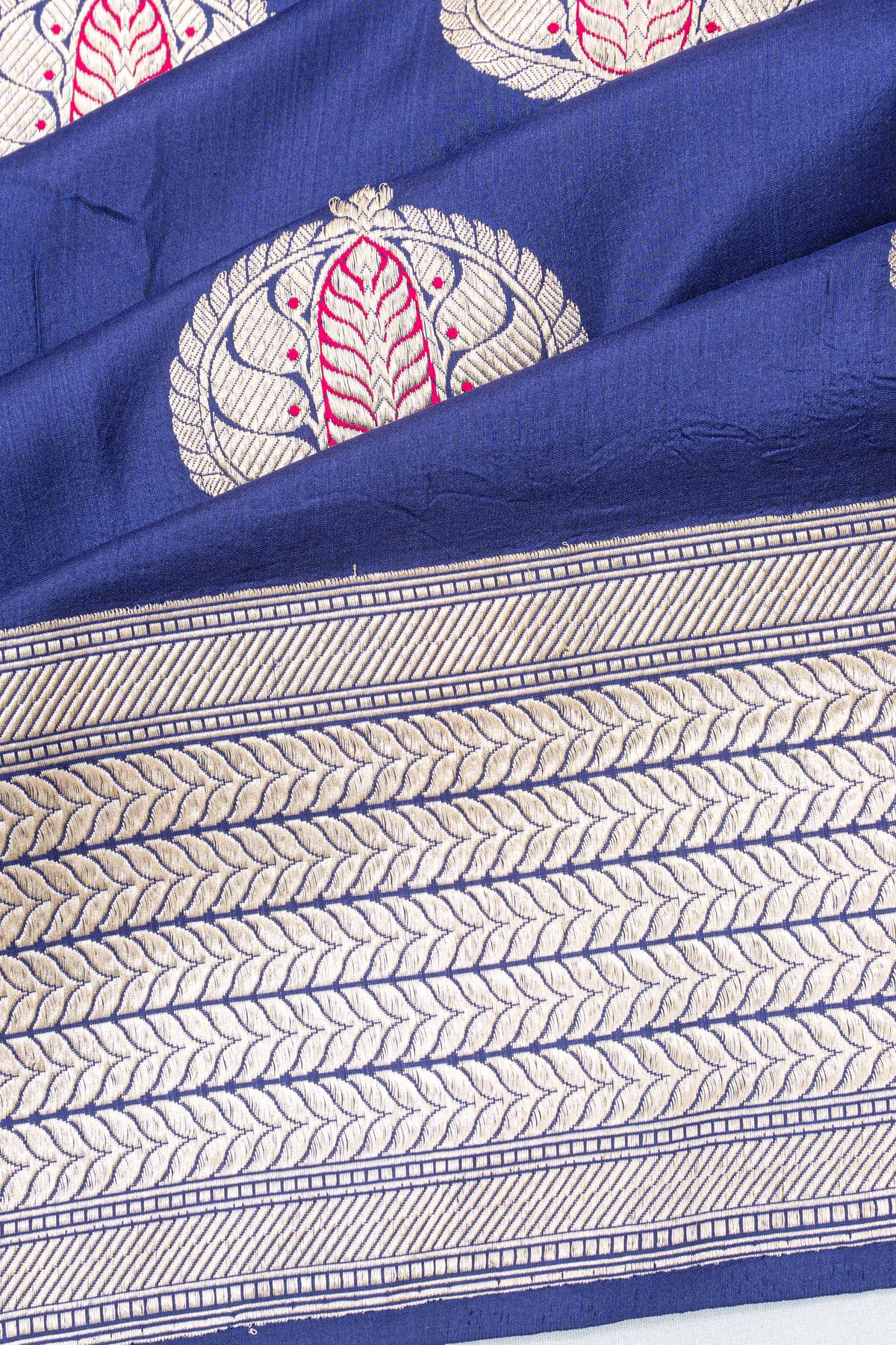 Banarasi Silk Kadwa Butta Dark Blue Saree