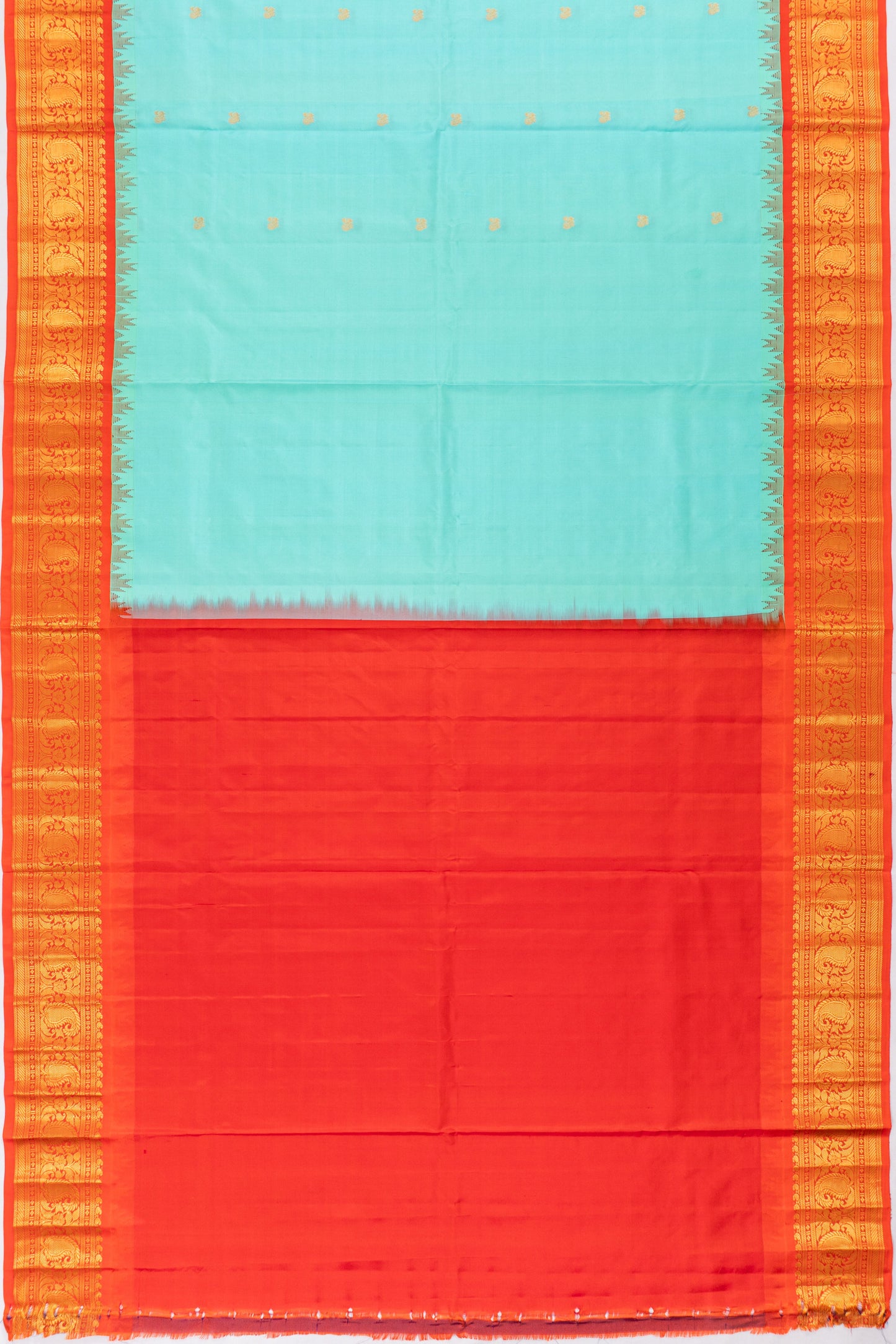 Gadwal Silk Butta Sky Blue Saree