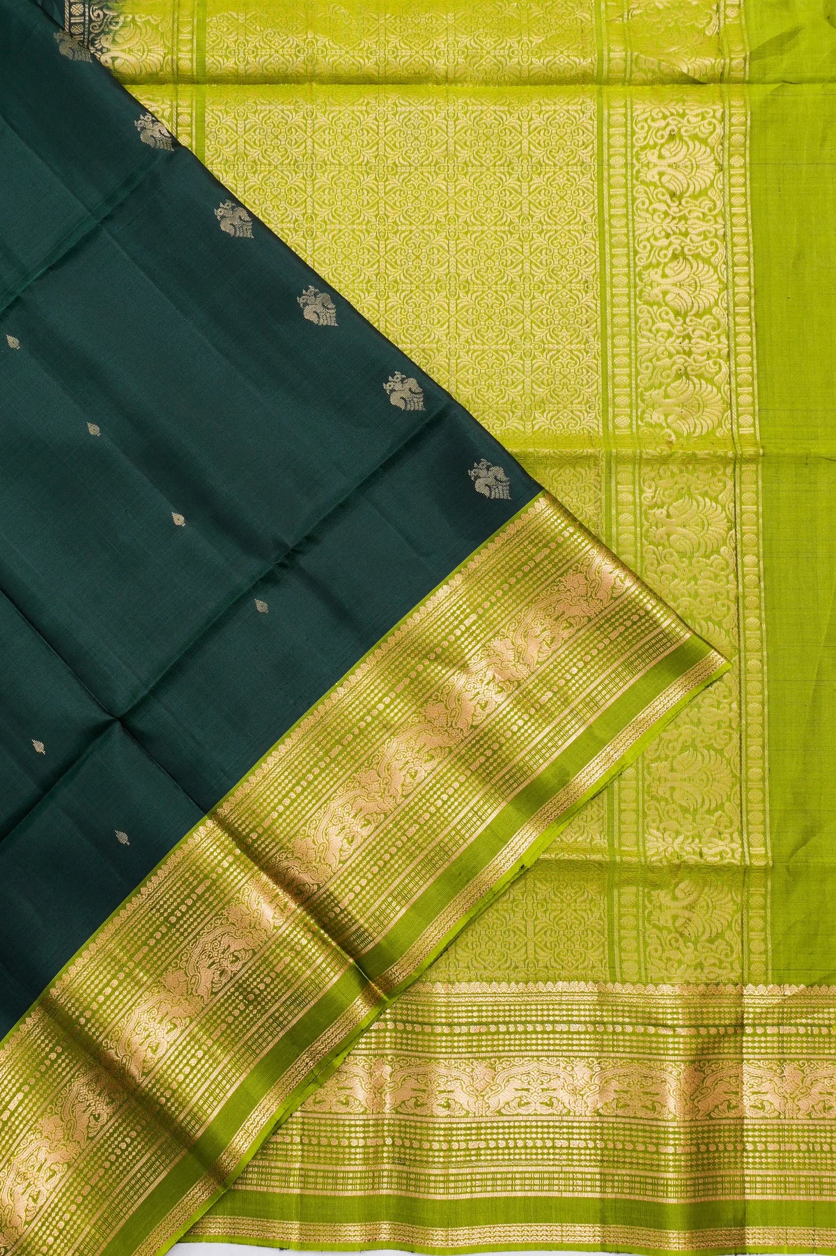 Coimbatore Soft Silk Butta Dark Green Saree