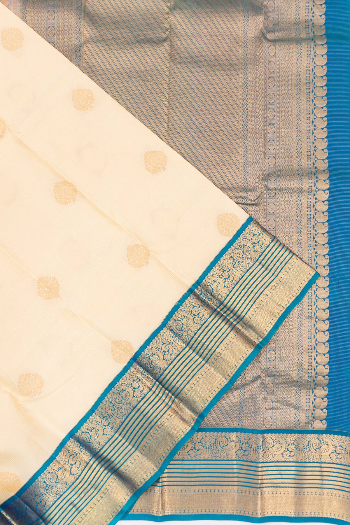 Taranga Kanchi Silk Lines And Butta Cream Saree