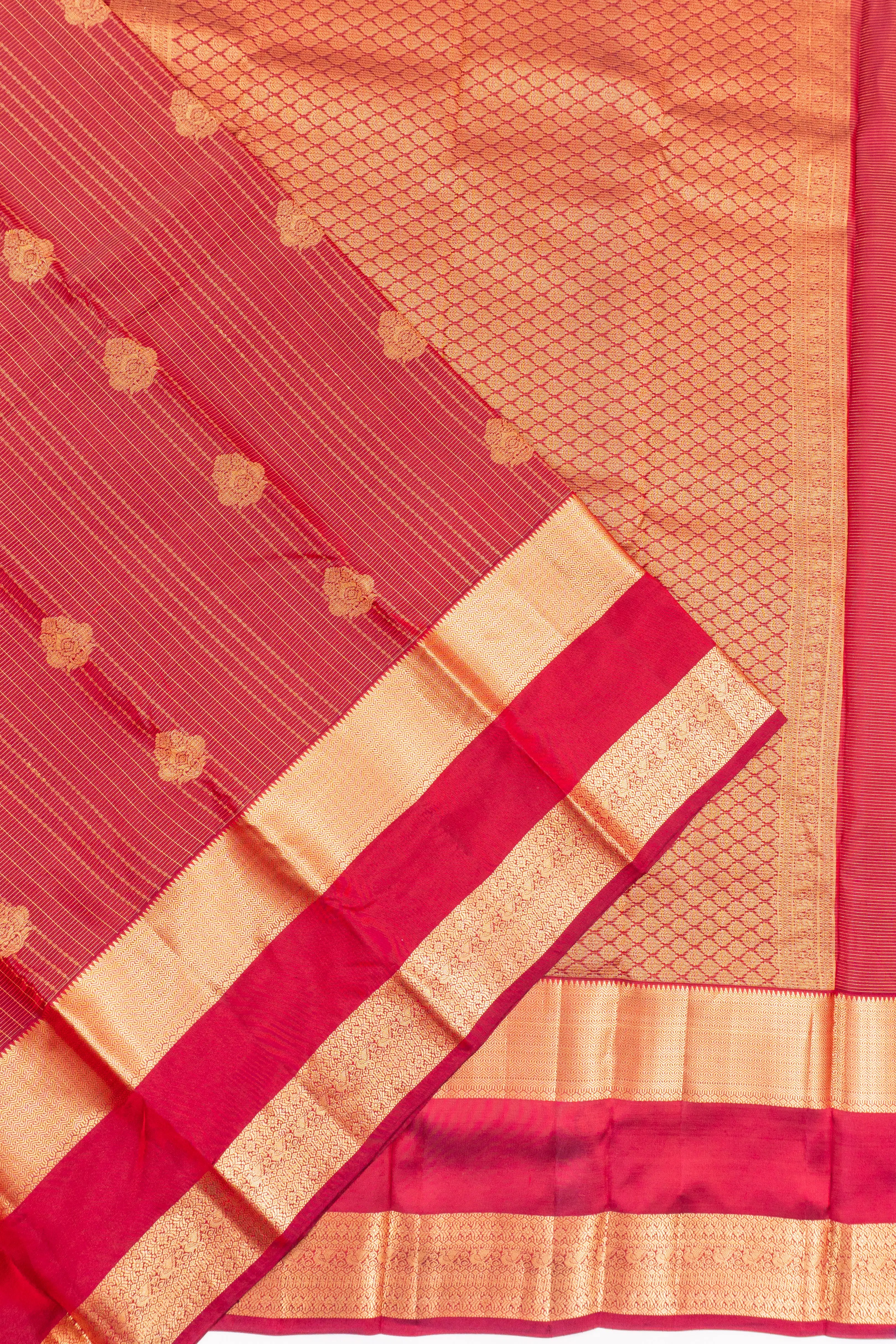 Taranga Kanchi Silk Checks And Butta Red Saree