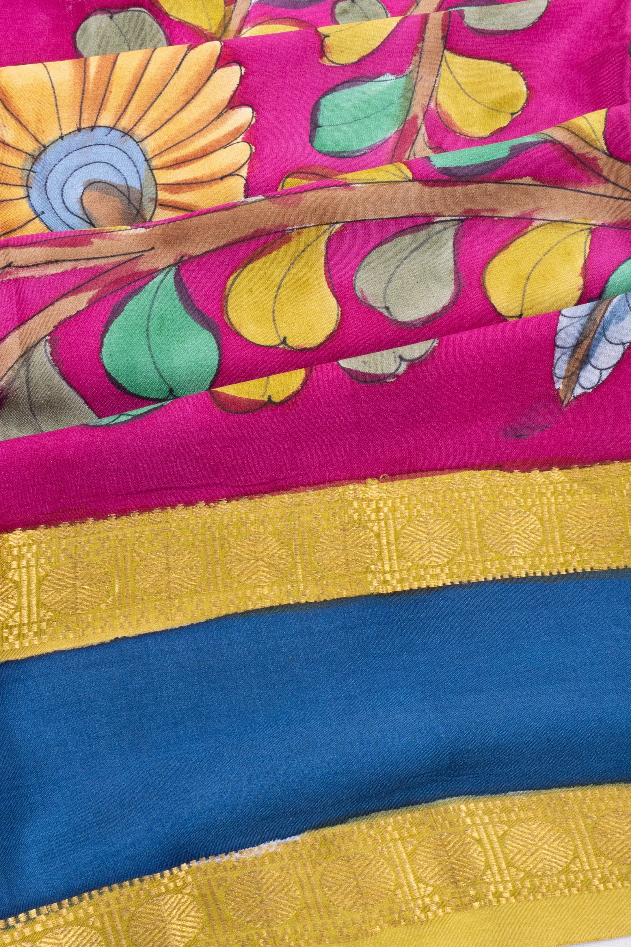 Mysore Silk Floral Printed Purple Saree