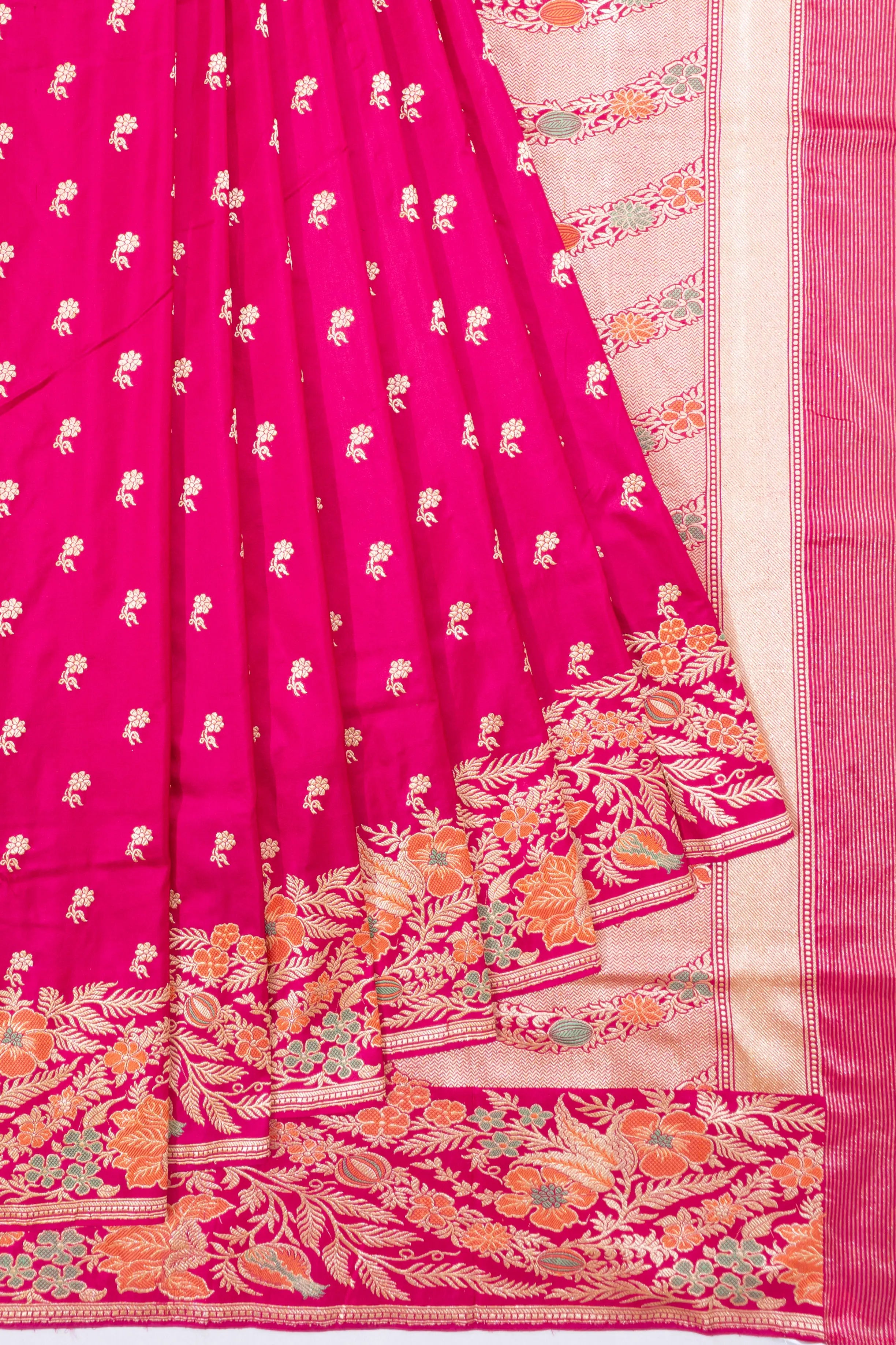 Banarasi Silk Kadwa Butta Pink Saree