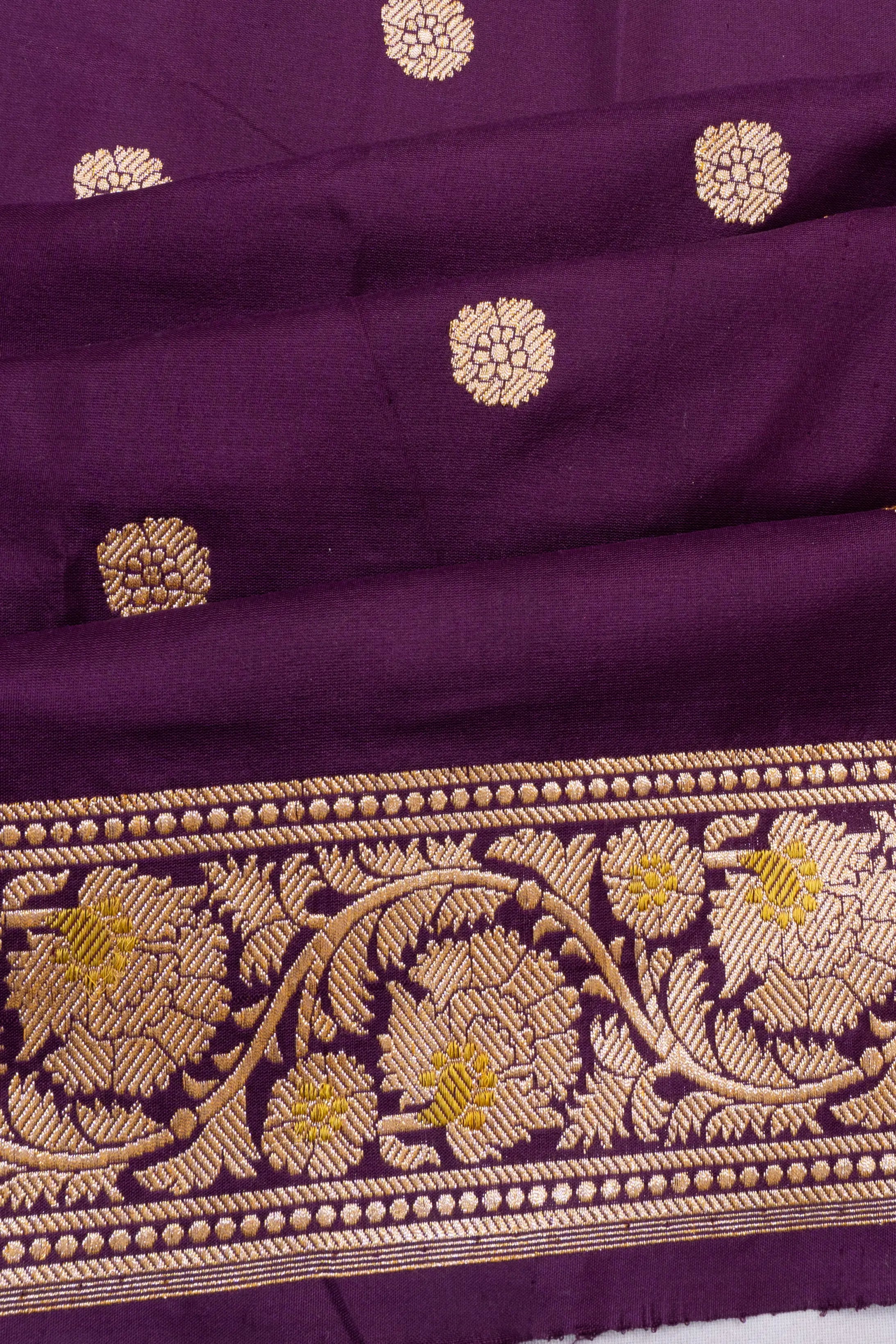 Banarasi Silk Kadwa Butta Purple Saree
