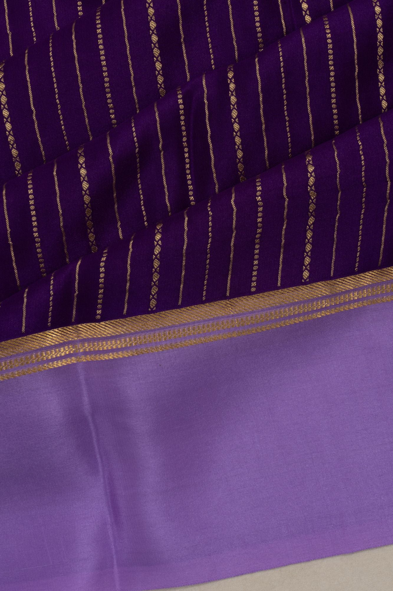 Mysore Silk Vertical Lines Violet Saree