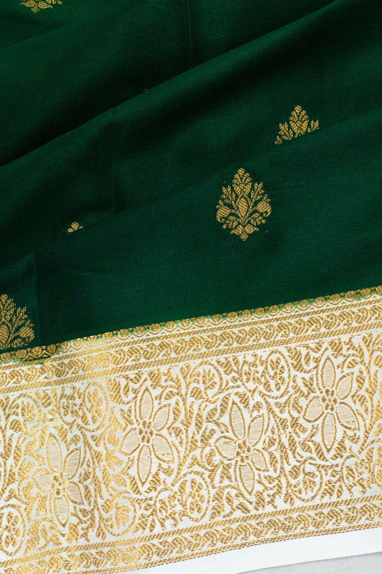 Mysore Silk Butta Green Saree