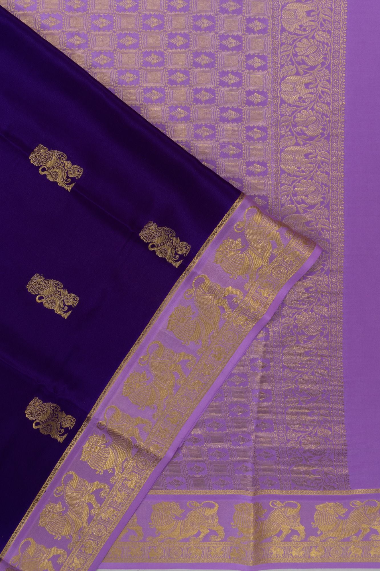 Mysore Silk Butta Violet Saree