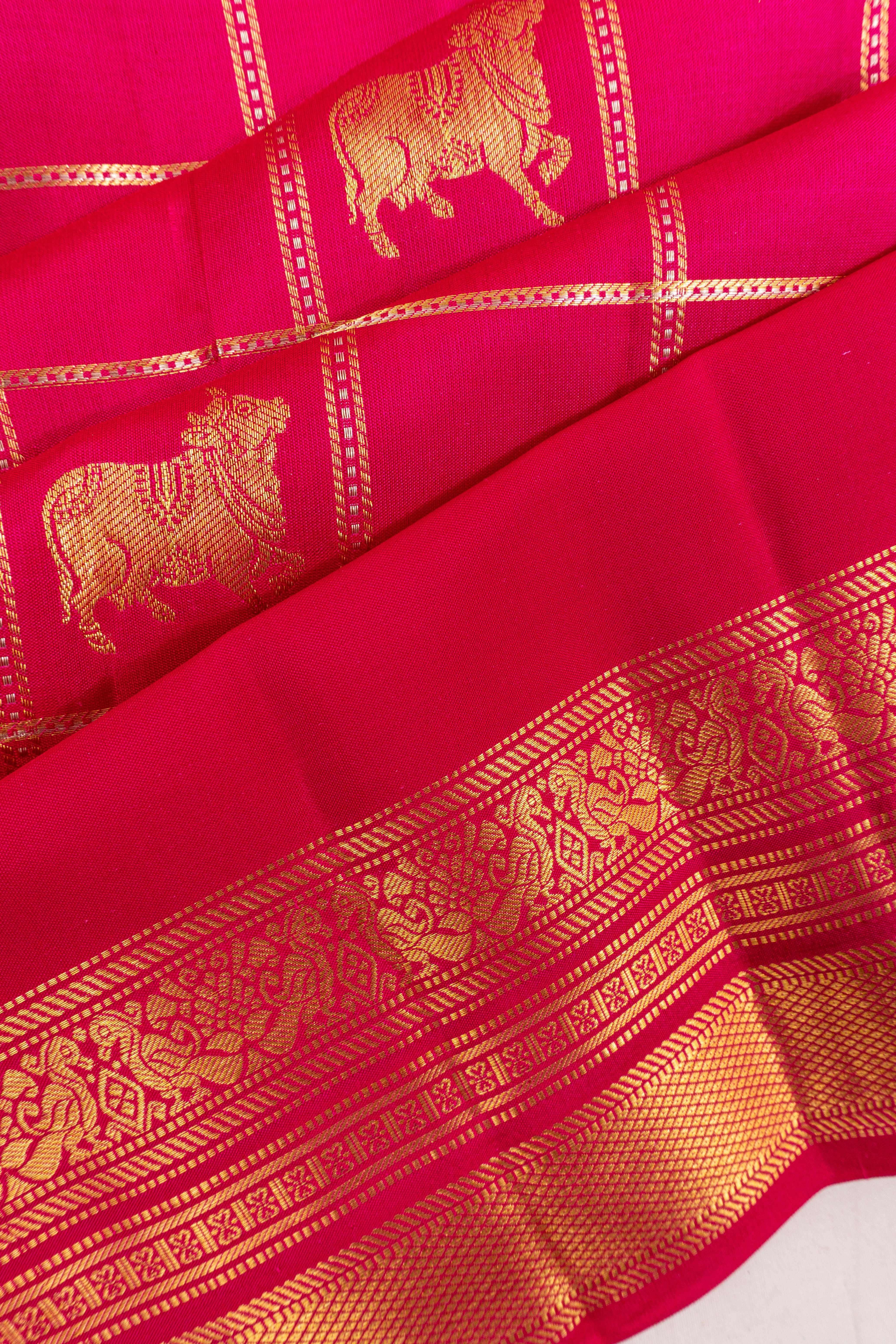 Taranga Kanchi Silk Checks And Pichwai Butta Pink Saree
