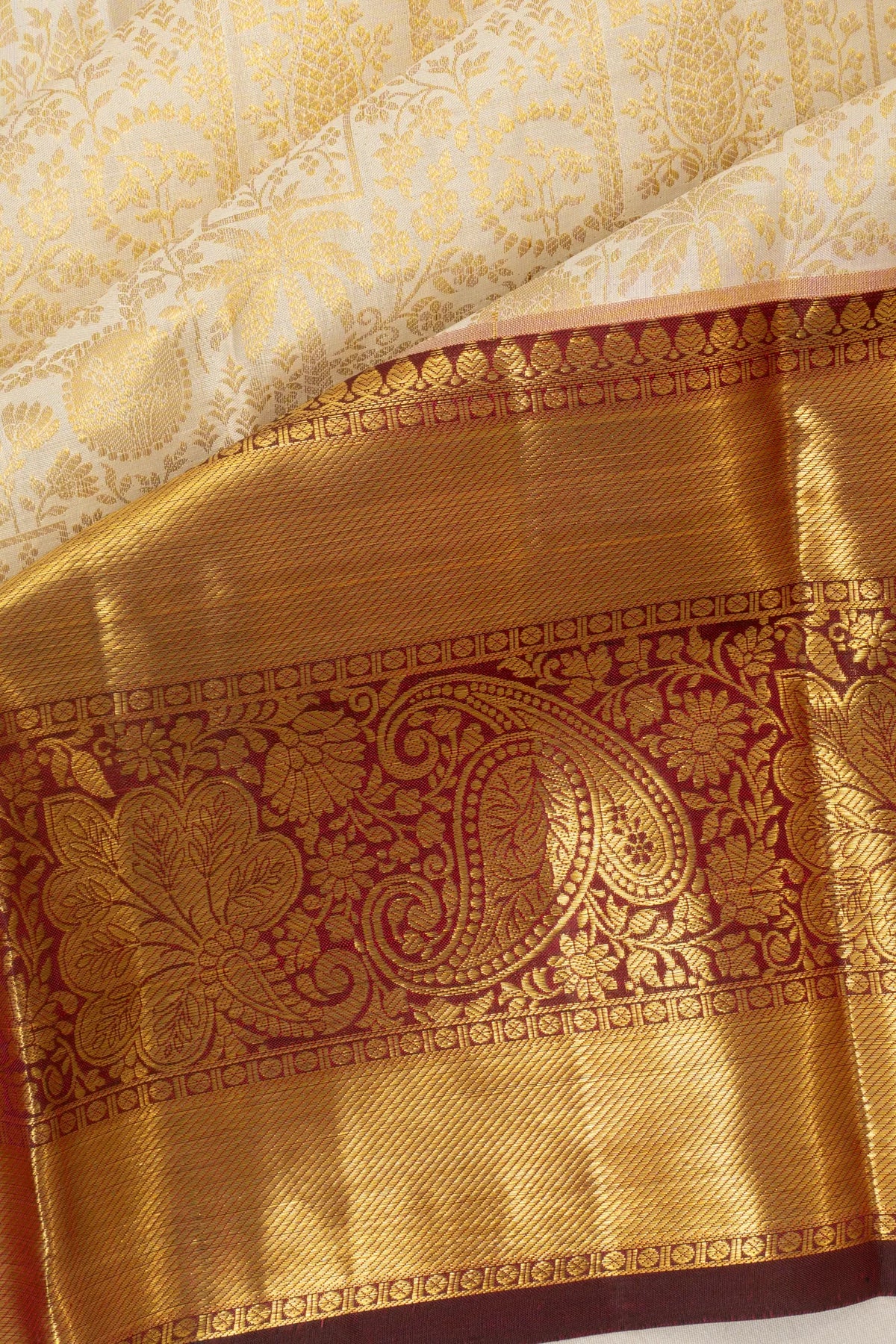 Taranga Kanchi Silk Brocade Off White Saree
