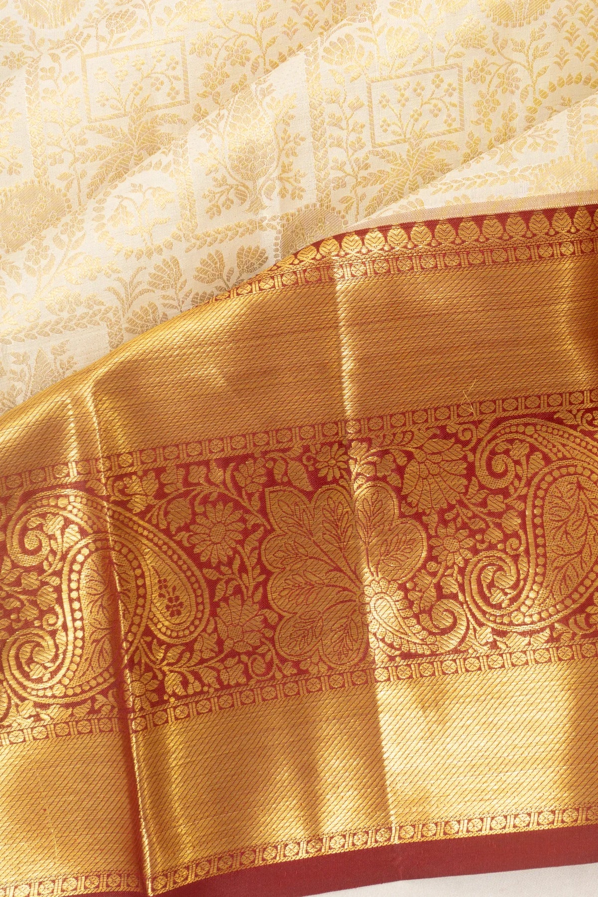 Taranga Kanchi Silk Brocade Off White Saree