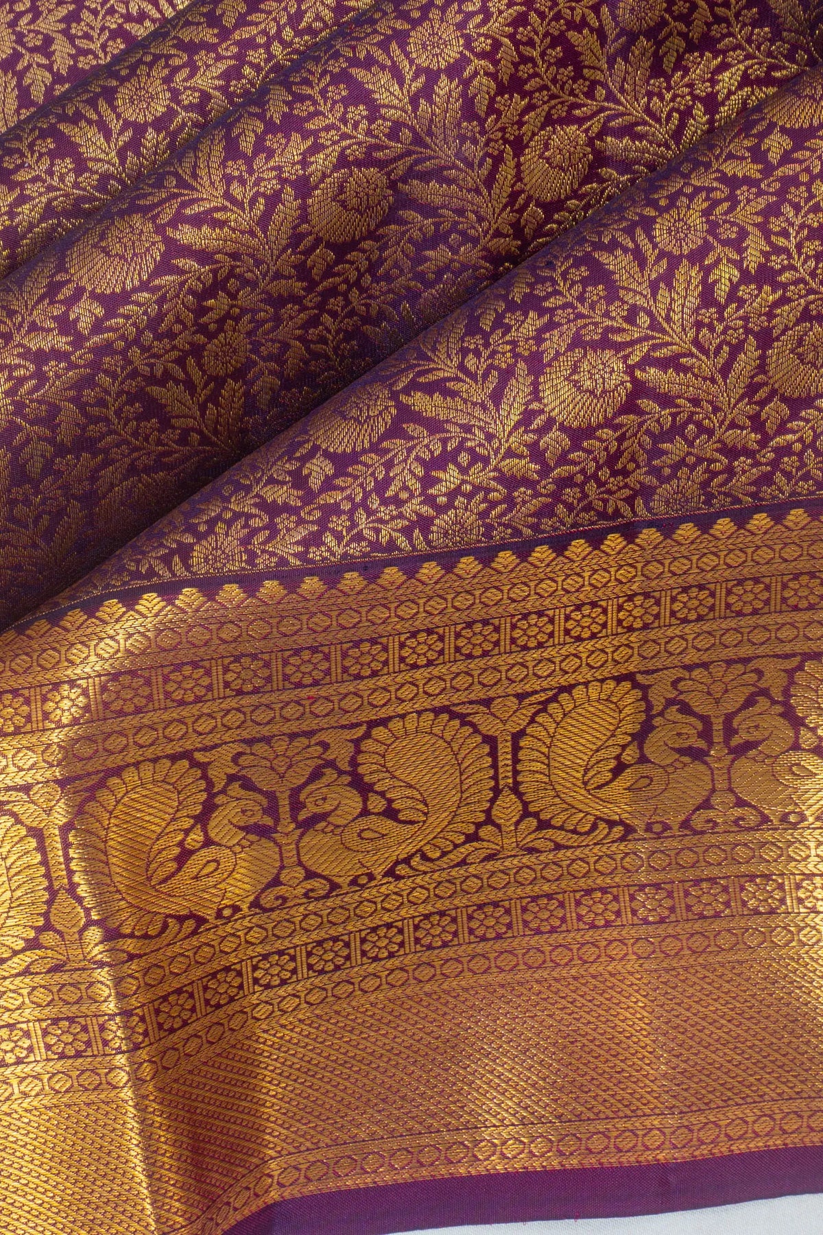 Taranga Kanchi Silk Brocade Deep Purple Saree