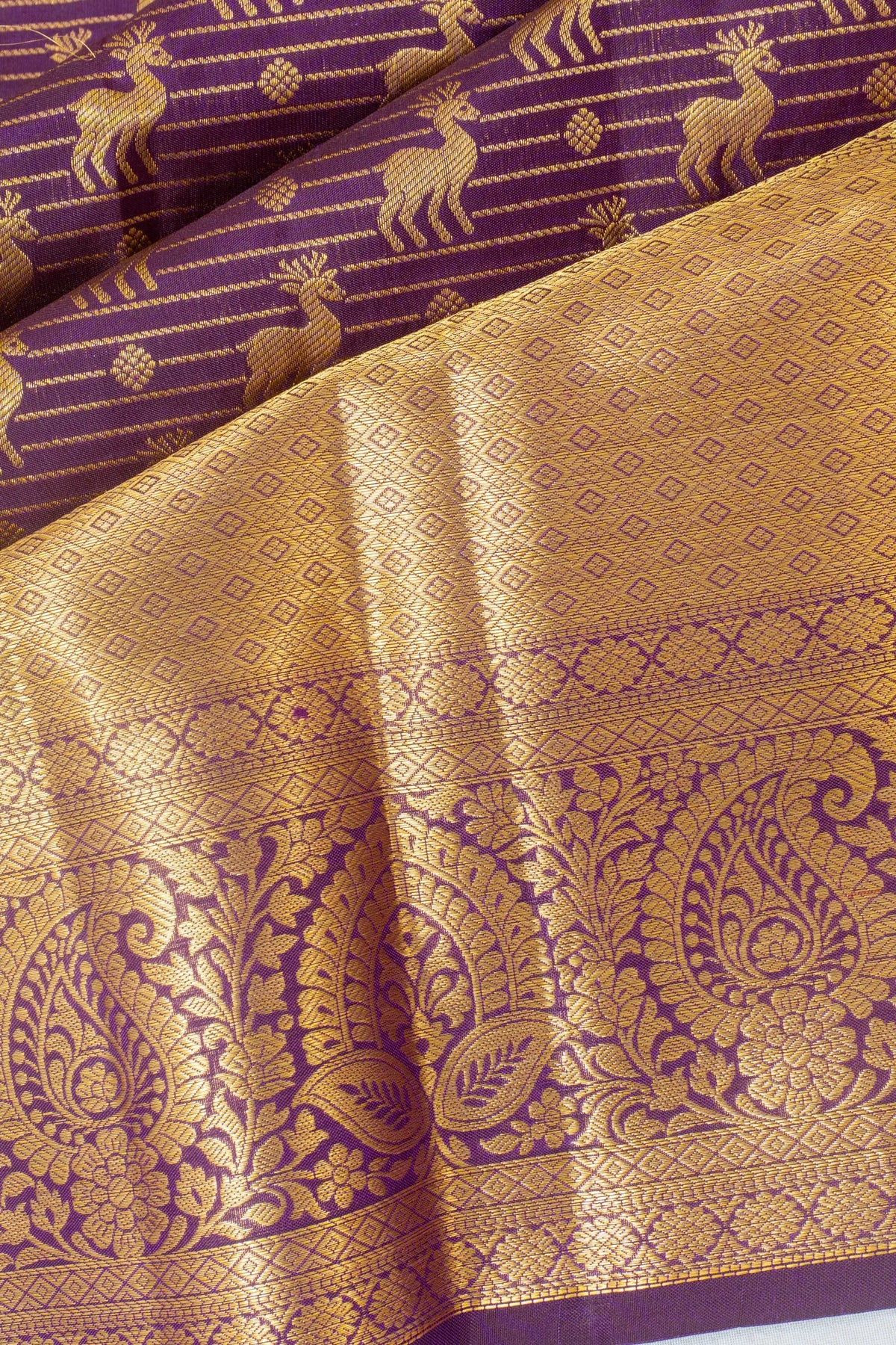 Taranga Kanchi Silk Lines And Butta Deep Purple Saree