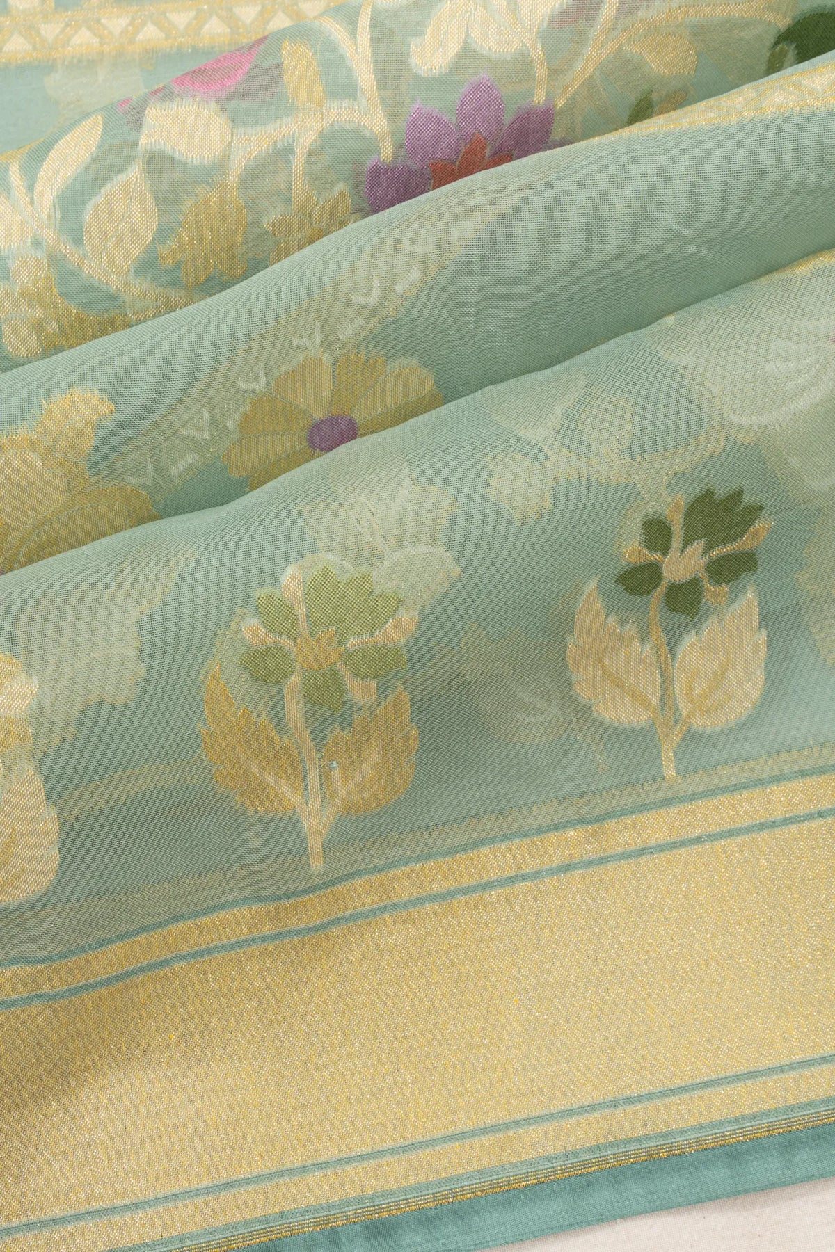 Banarasi Kora Organza Brocade Blue Saree