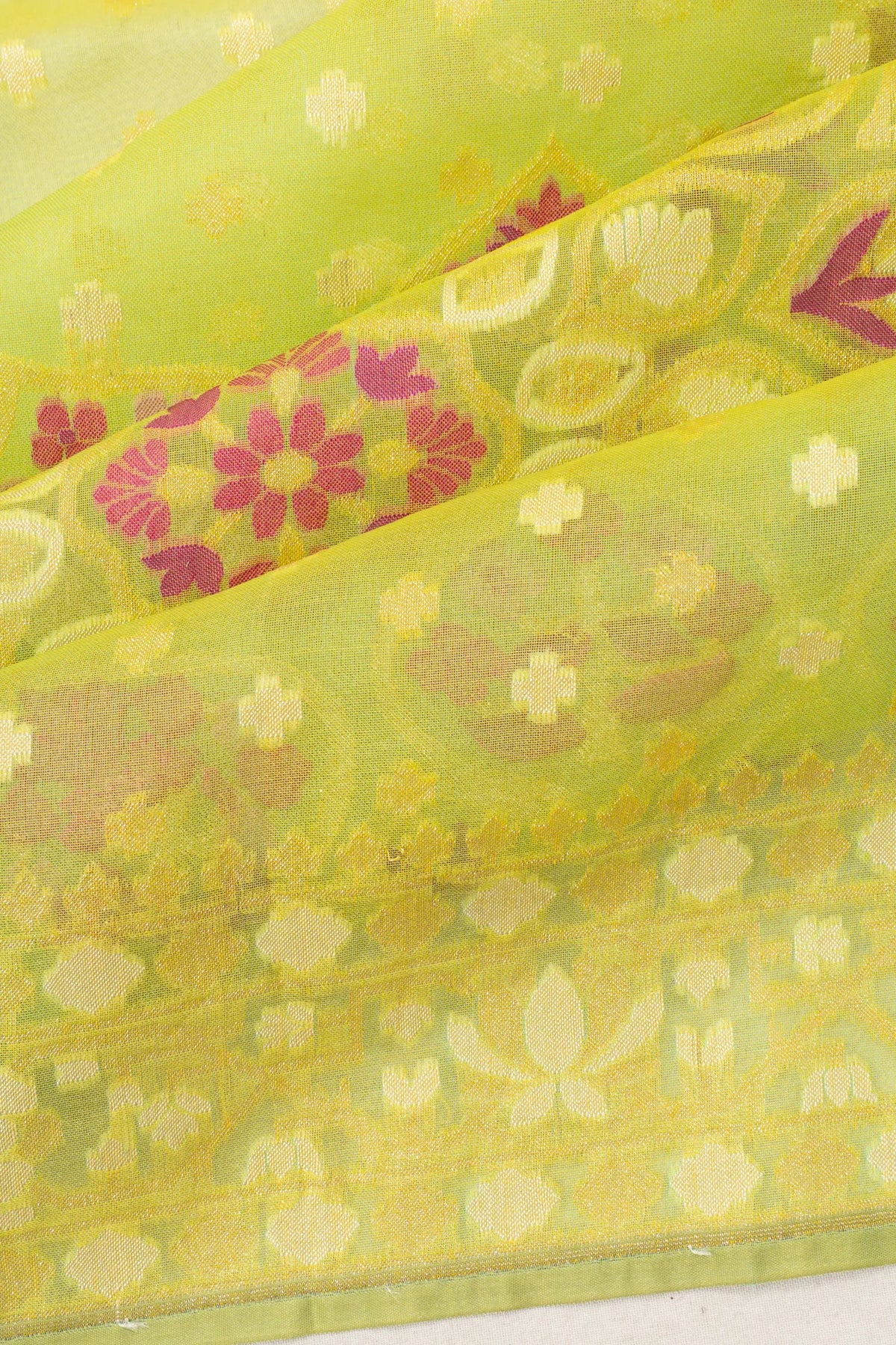 Banarasi Kora Organza Brocade Pista Green Saree