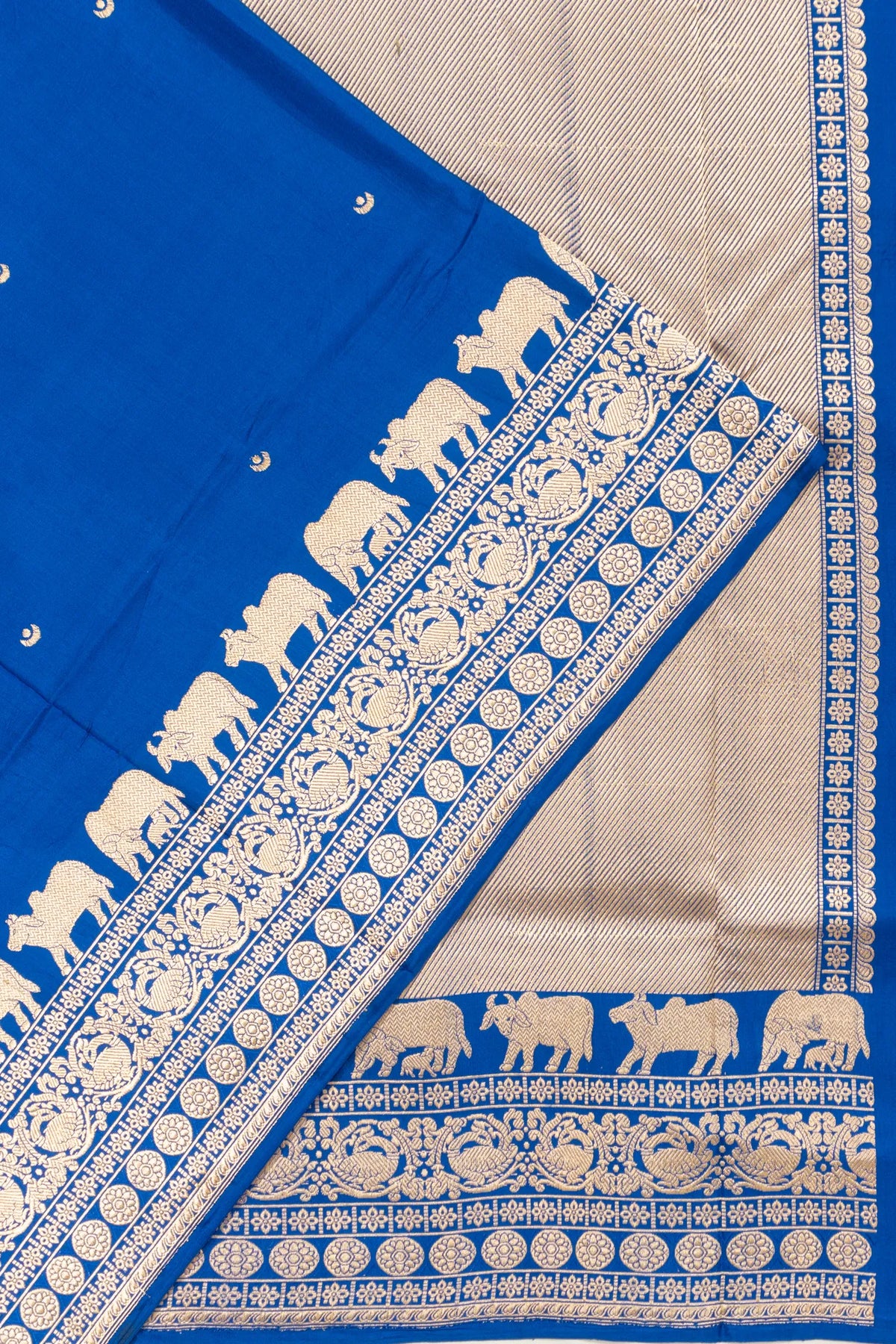 Banarasi Silk Pichwai Butta Royal Blue Saree