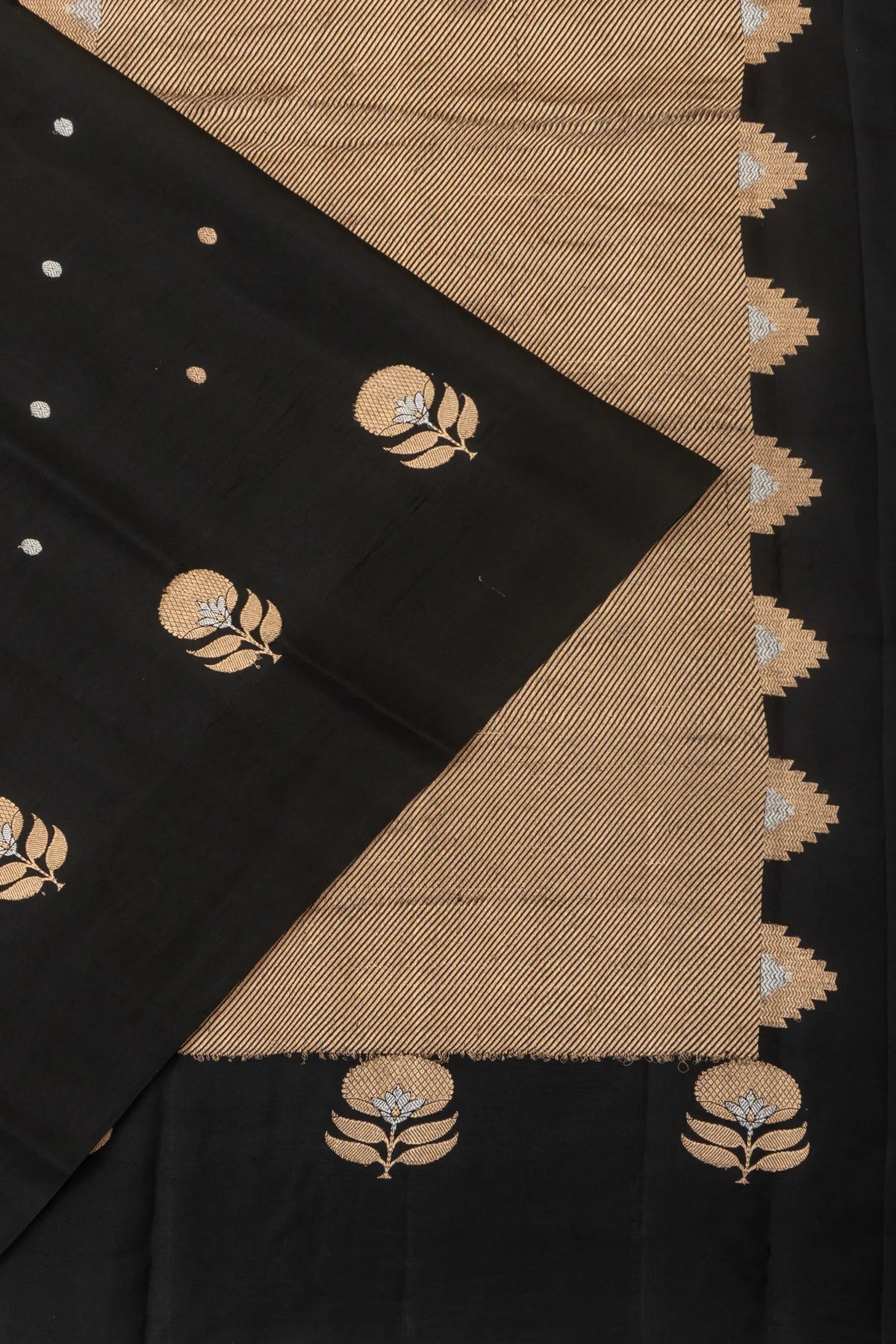 Vaanya Banaras Katan Silk Butta Black Saree