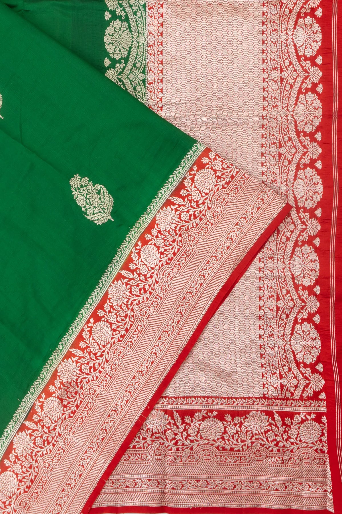 Vaanya Banaras Silk Butta Green Saree